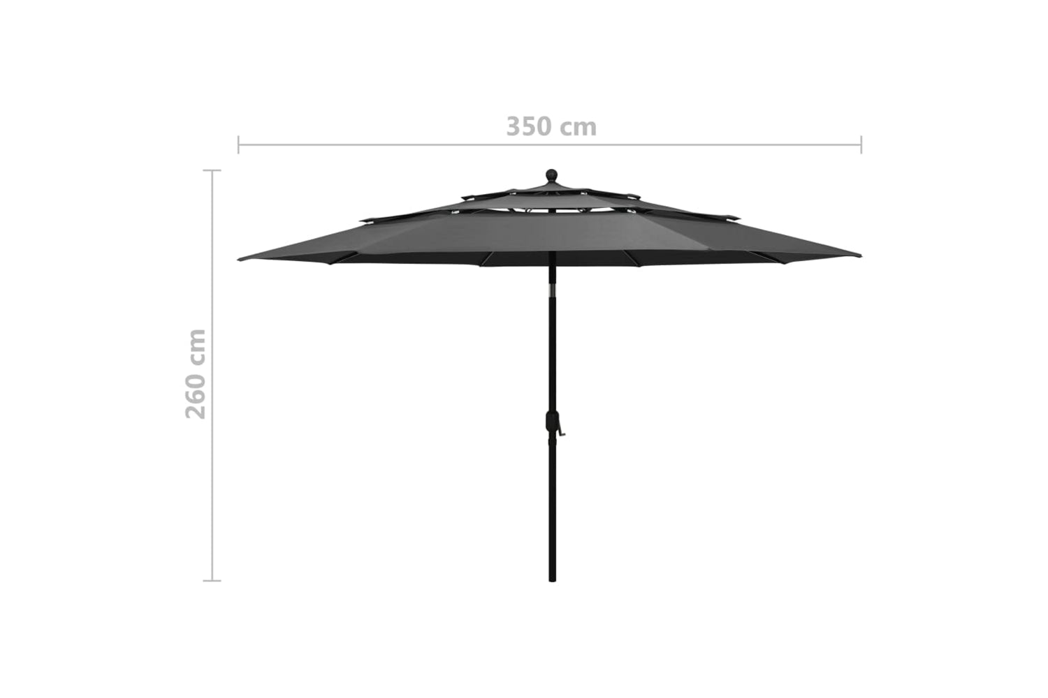 Vidaxl 313878 3-tier Parasol With Aluminium Pole Anthracite 3.5 M-8