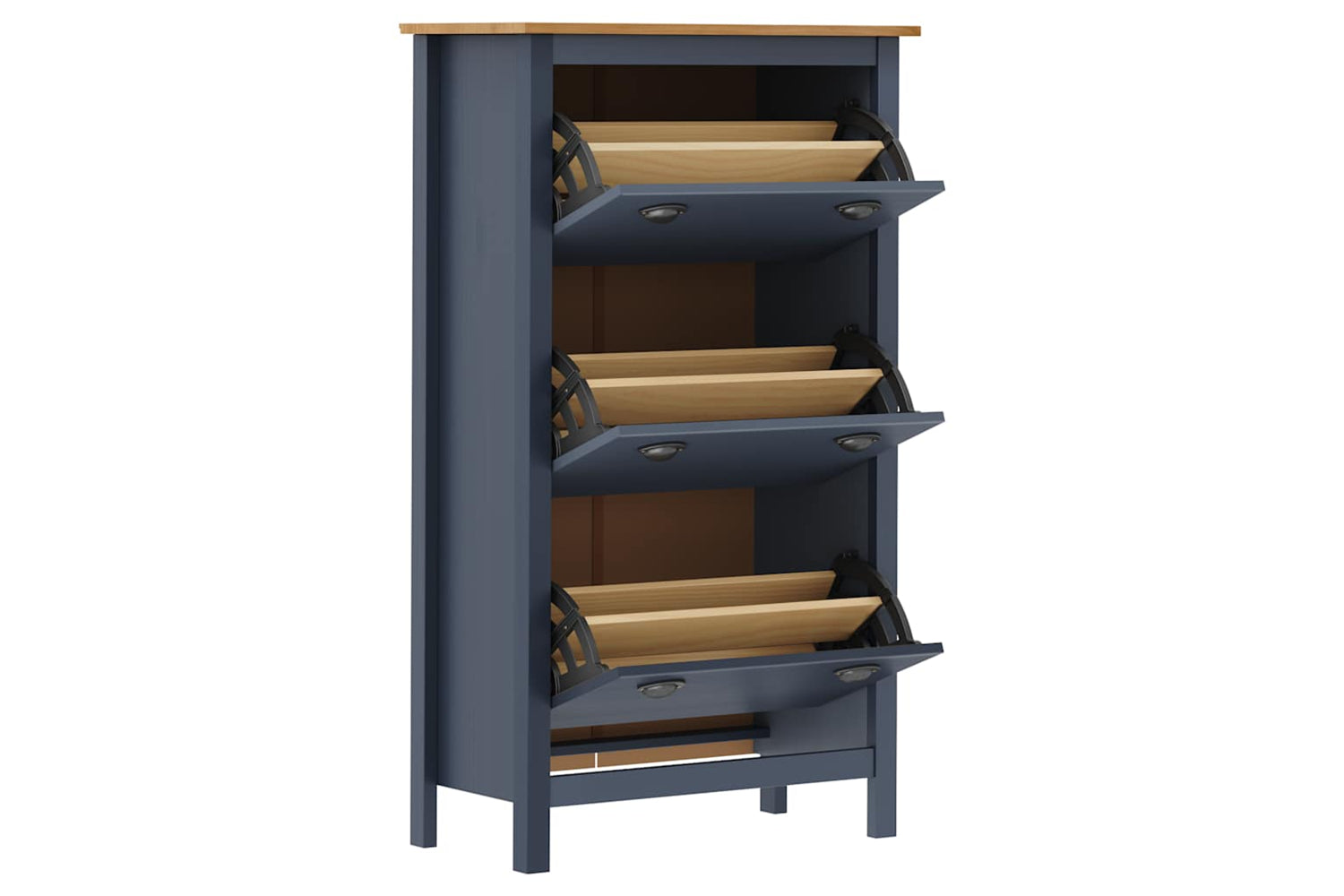 vidaXL 289005 Shoe Cabinet Hill Grey 72x35x124cm Solid Pine Wood-3