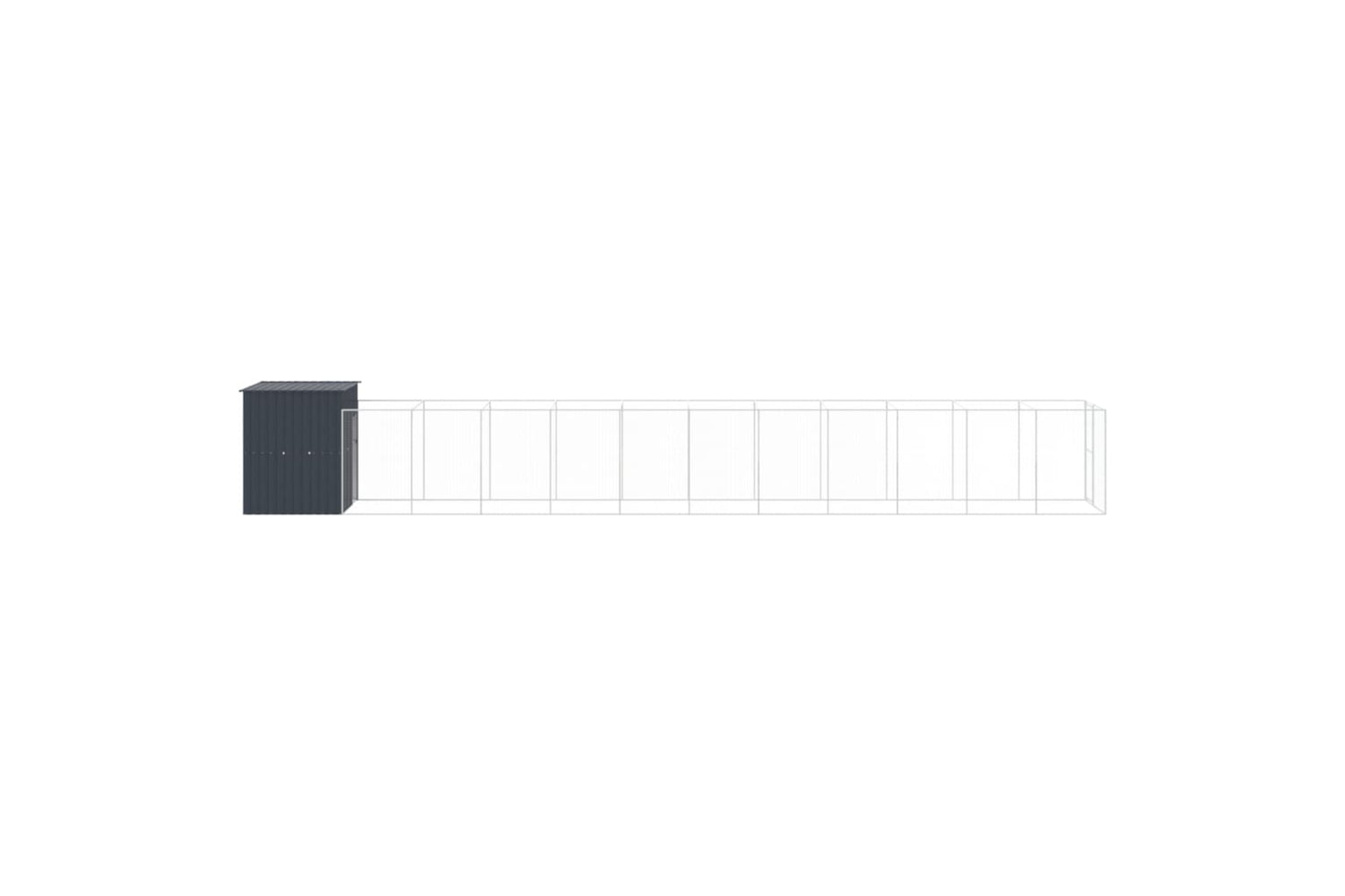 vidaXL 3189103 Dog House With Run Anthracite 165x1271x181cm Galvanised Steel-3