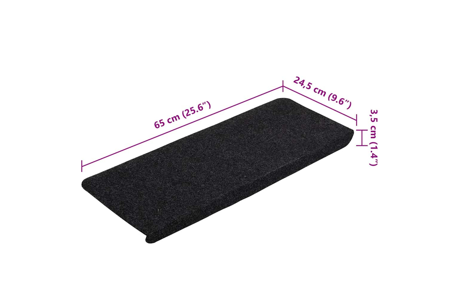 vidaXL 343478 Stair Mats Self-adhesive 15 Pcs 65x24.5x3.5cm Black-8