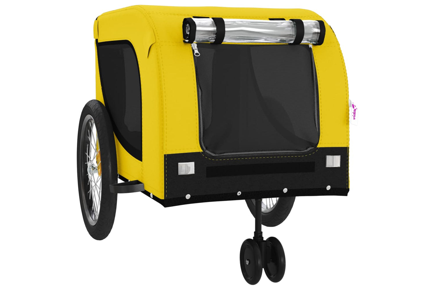 Vidaxl 94029 Pet Bike Trailer Yellow And Black Oxford Fabric And Iron-3