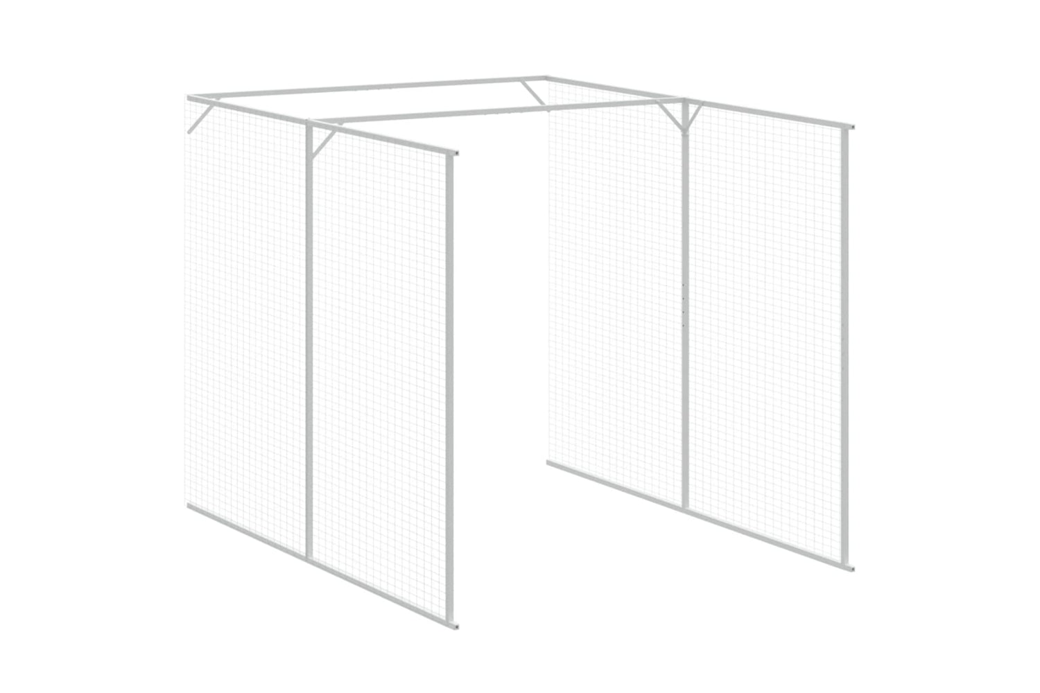 vidaXL 3189106 Dog House With Run Light Grey 165x863x181cm Galvanised Steel-6