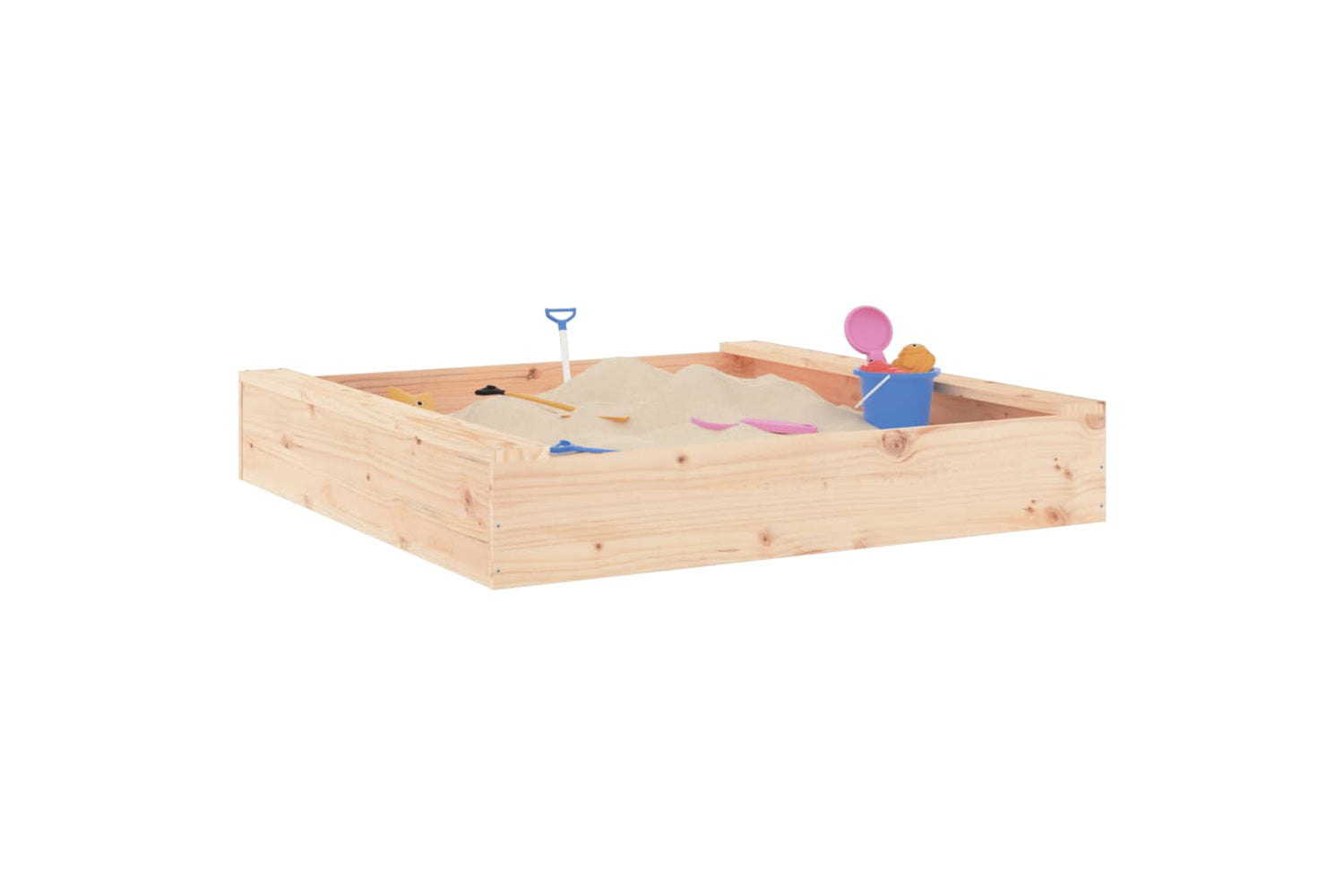 vidaXL 825030 Sandbox With Seats Square Solid Wood Pine-2