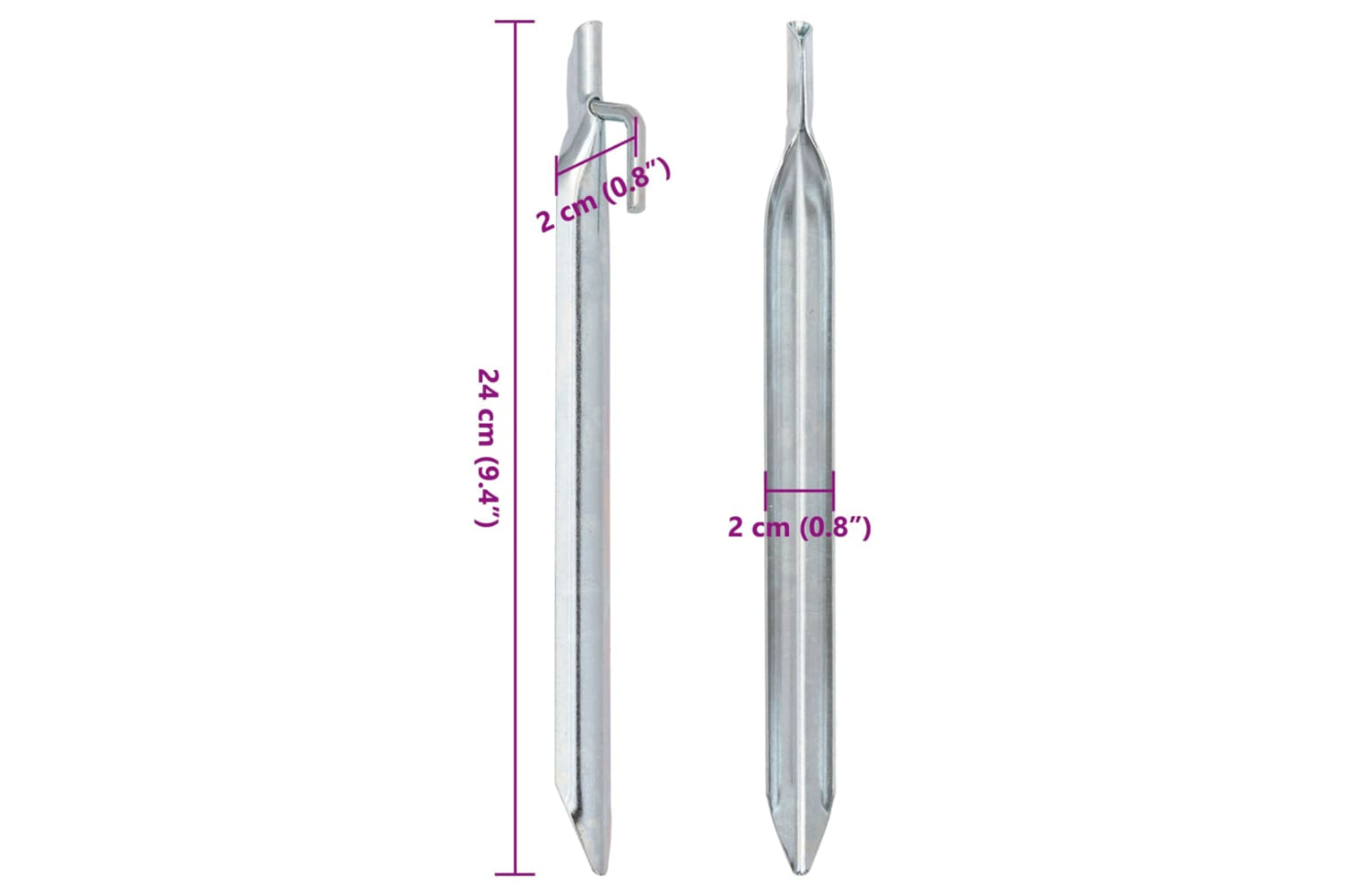vidaXL 4009352 Tent Pegs 24 Pcs V-shaped 24cm x 20mm Galvanised Steel-6