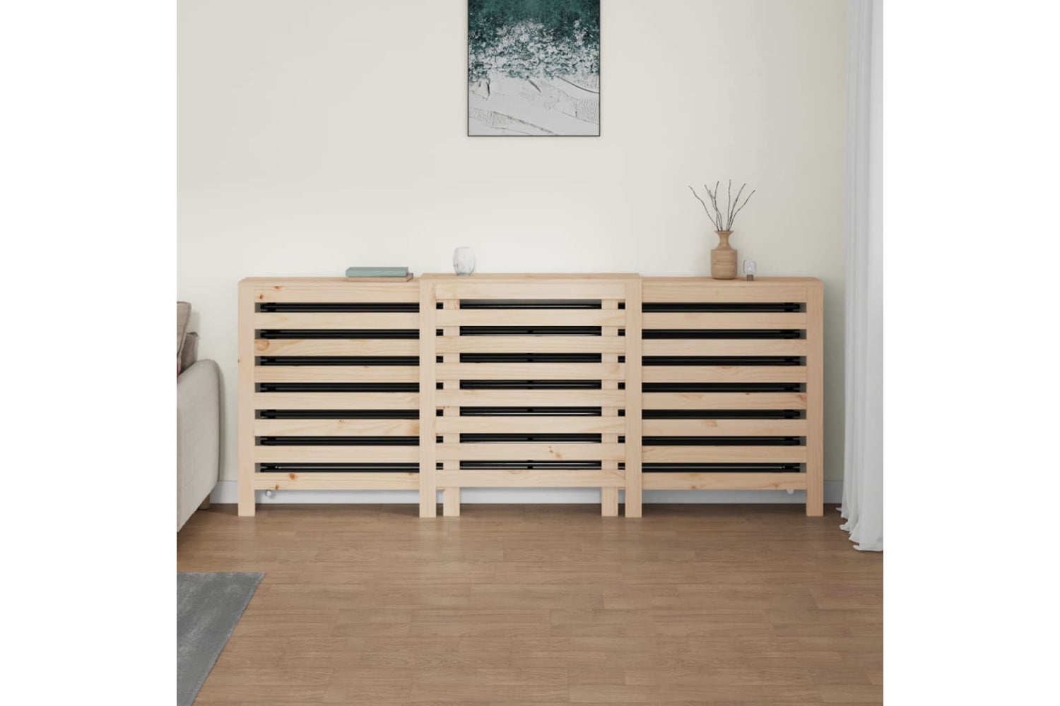 vidaXL 822611 Radiator Cover 210x21x85cm Solid Wood Pine-2