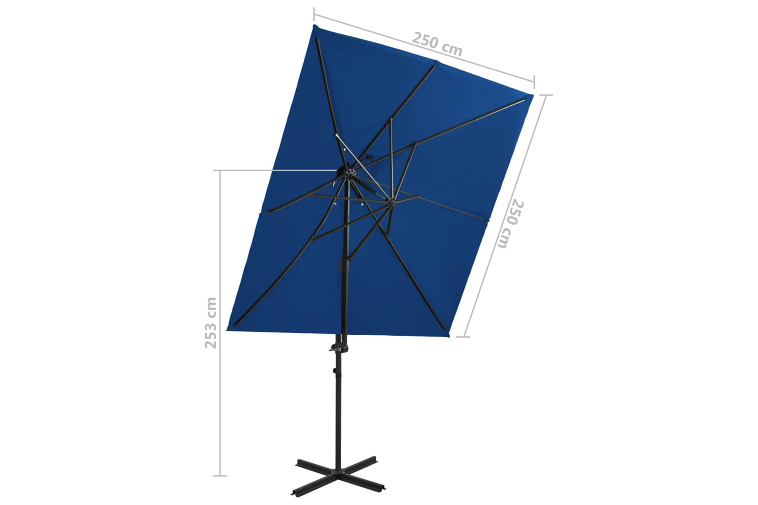 vidaXL 312365 Cantilever Umbrella With Double Top Azure Blue 250x250cm-8
