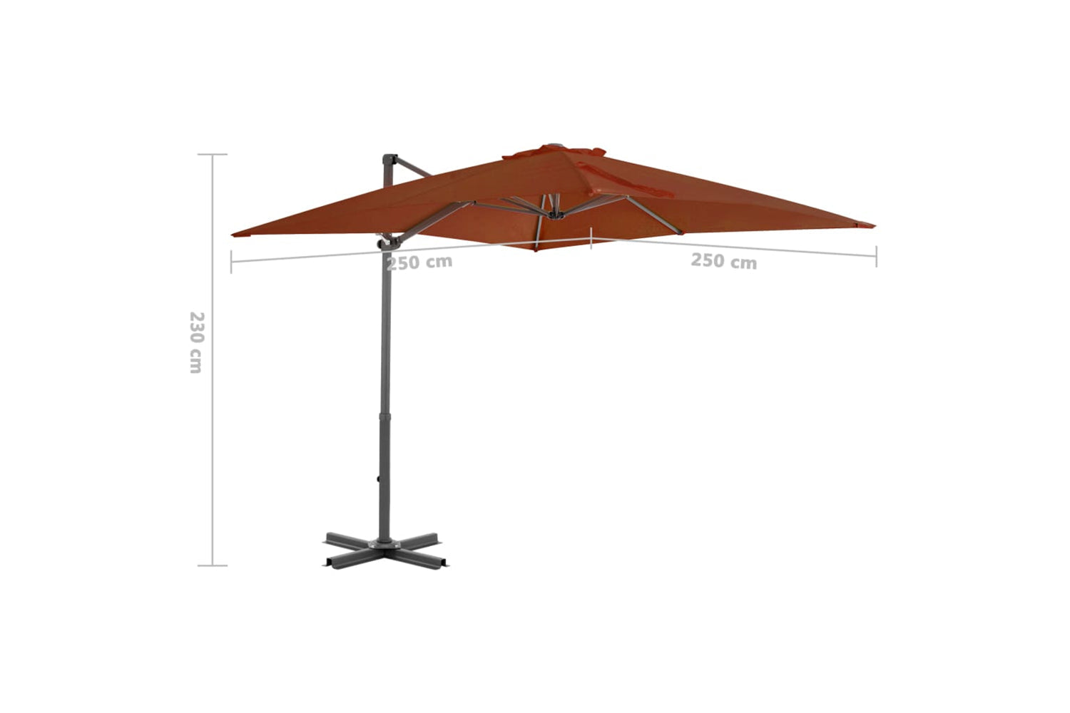 vidaXL 312305 Cantilever Umbrella With Aluminium Pole Terracotta 250x250cm-8