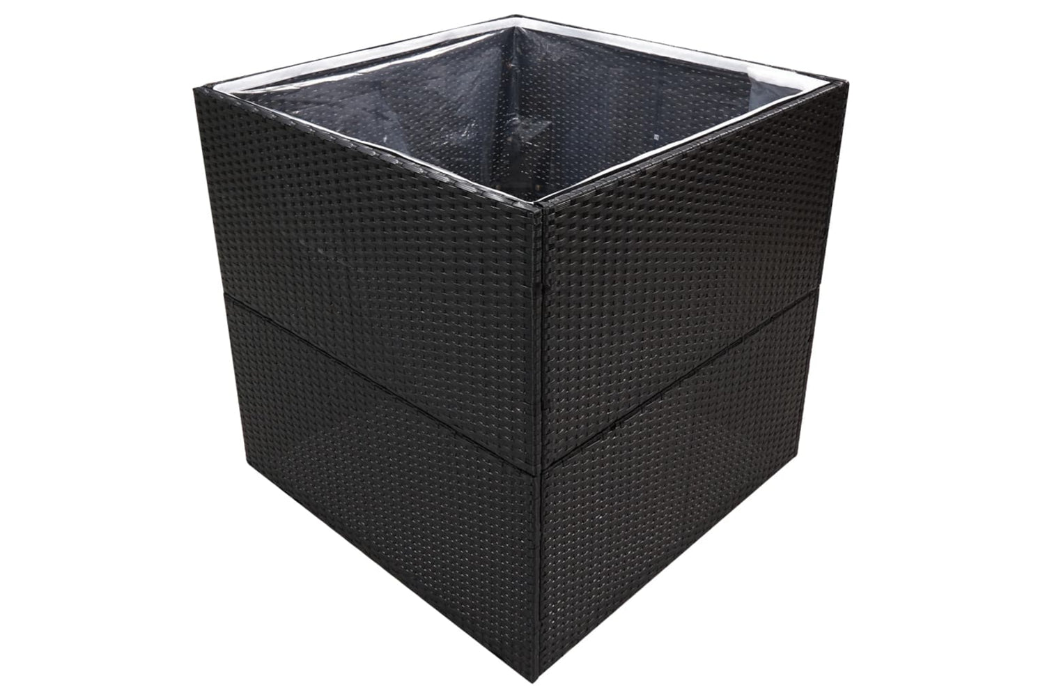 vidaXL 319173 Garden Planter Black 80x80x80cm Poly Rattan-2
