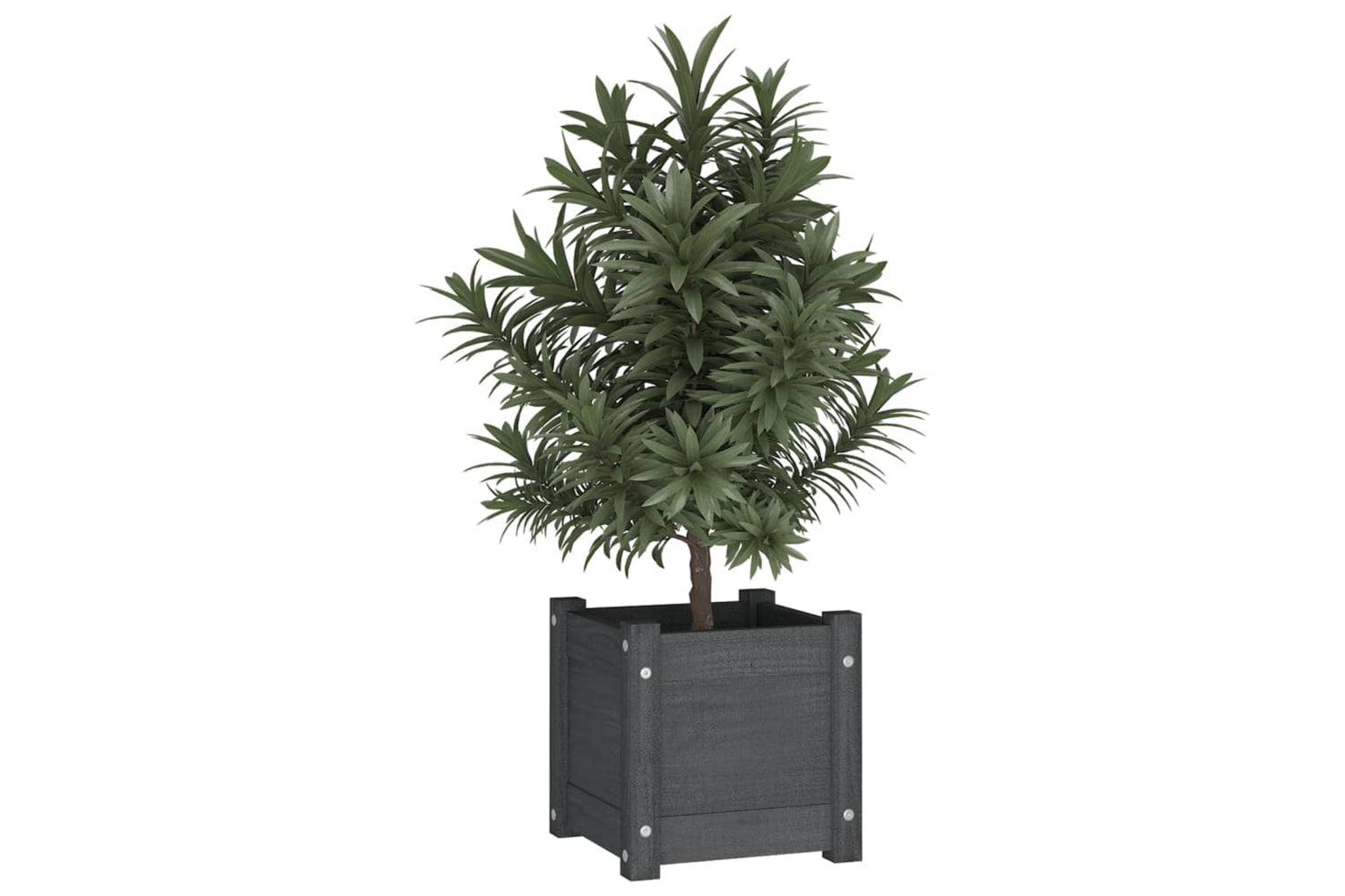 vidaXL 810527 Garden Planters 2 Pcs Grey 31x31x31cm Solid Pinewood-2