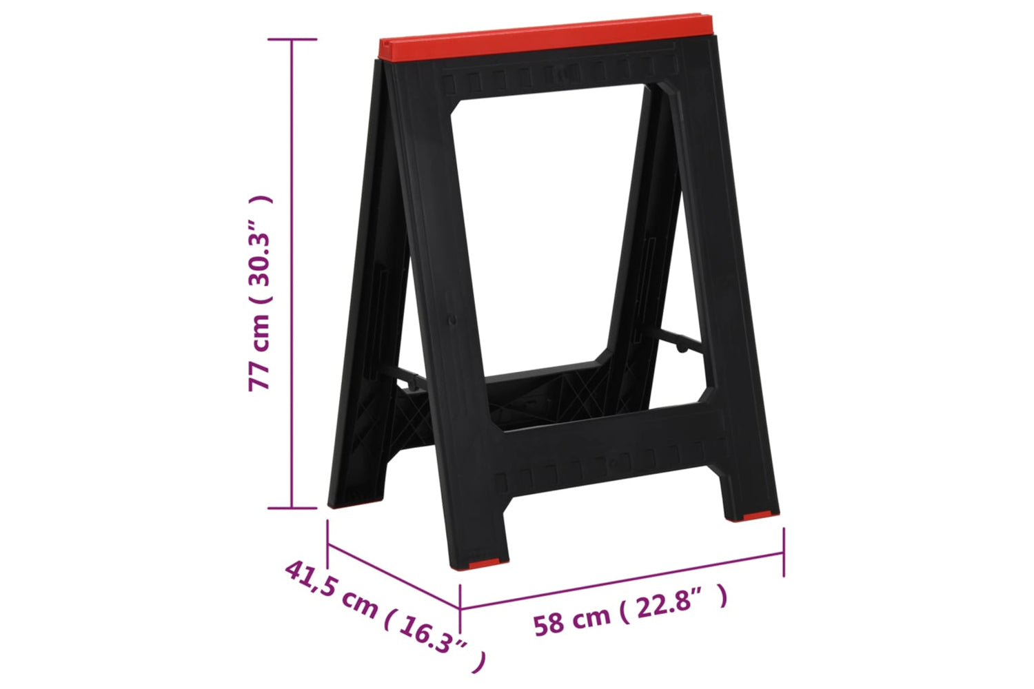 Vidaxl 152104 Foldable Work Trestles 2 Pcs Black And Red Polypropylene 350 Kg-8