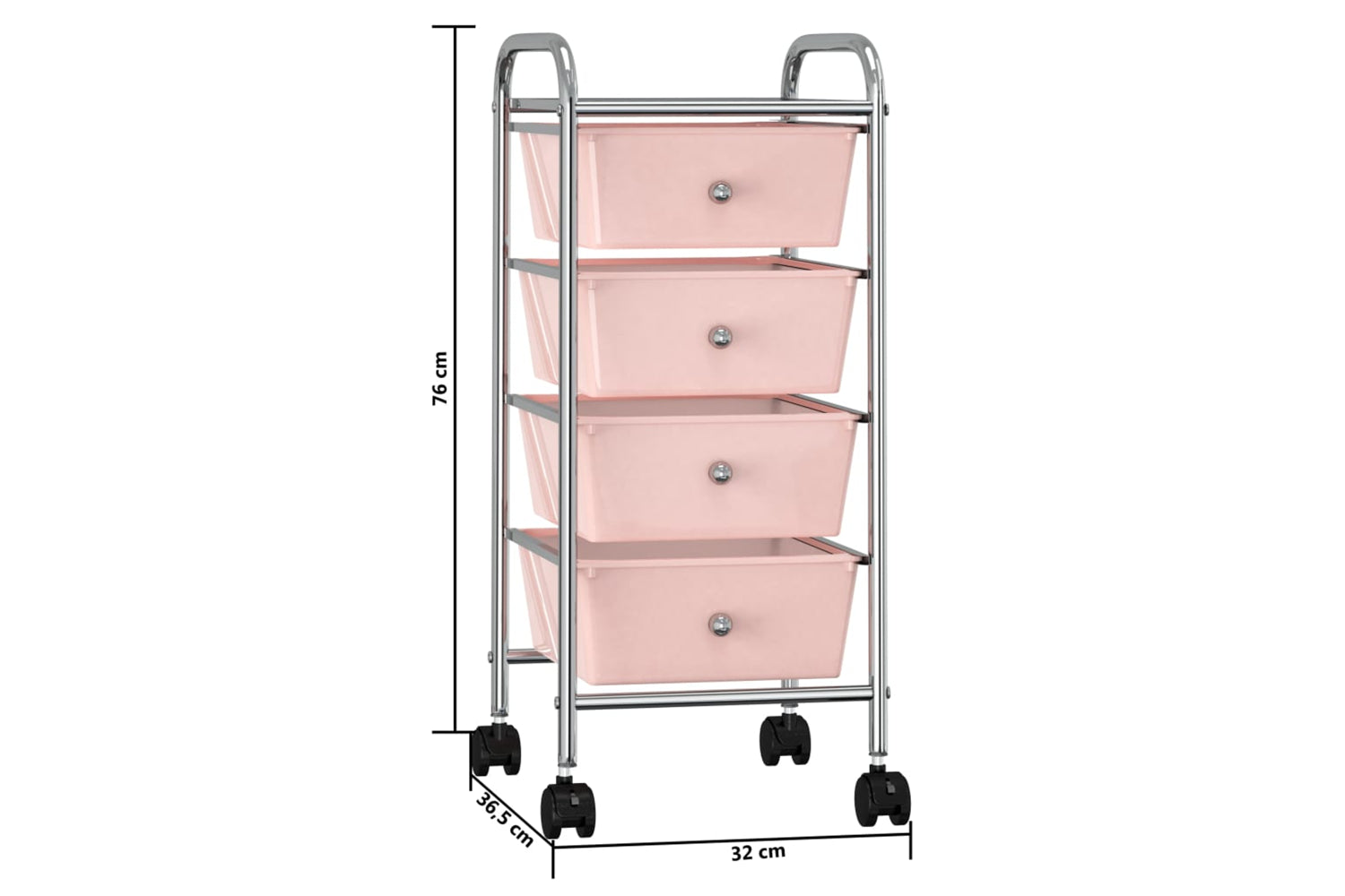 Vidaxl 320400 4-drawer Mobile Storage Trolley Pink Plastic-8