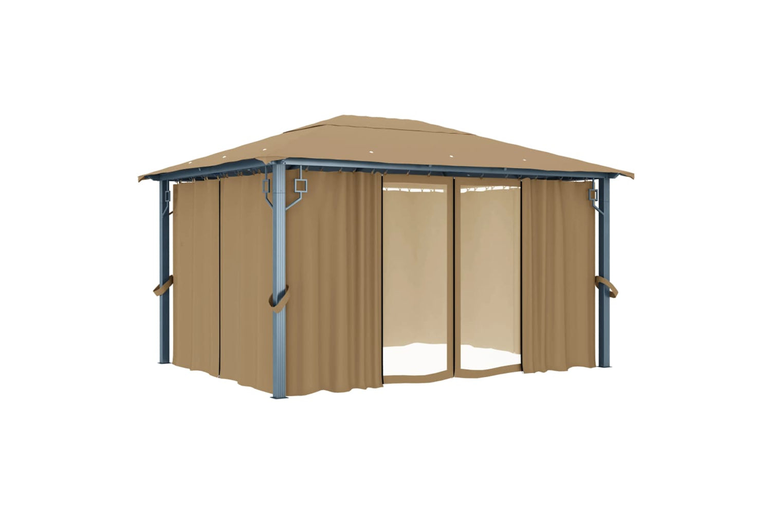 vidaXL 313894 Gazebo With Curtain 400x300cm Taupe Aluminium-2
