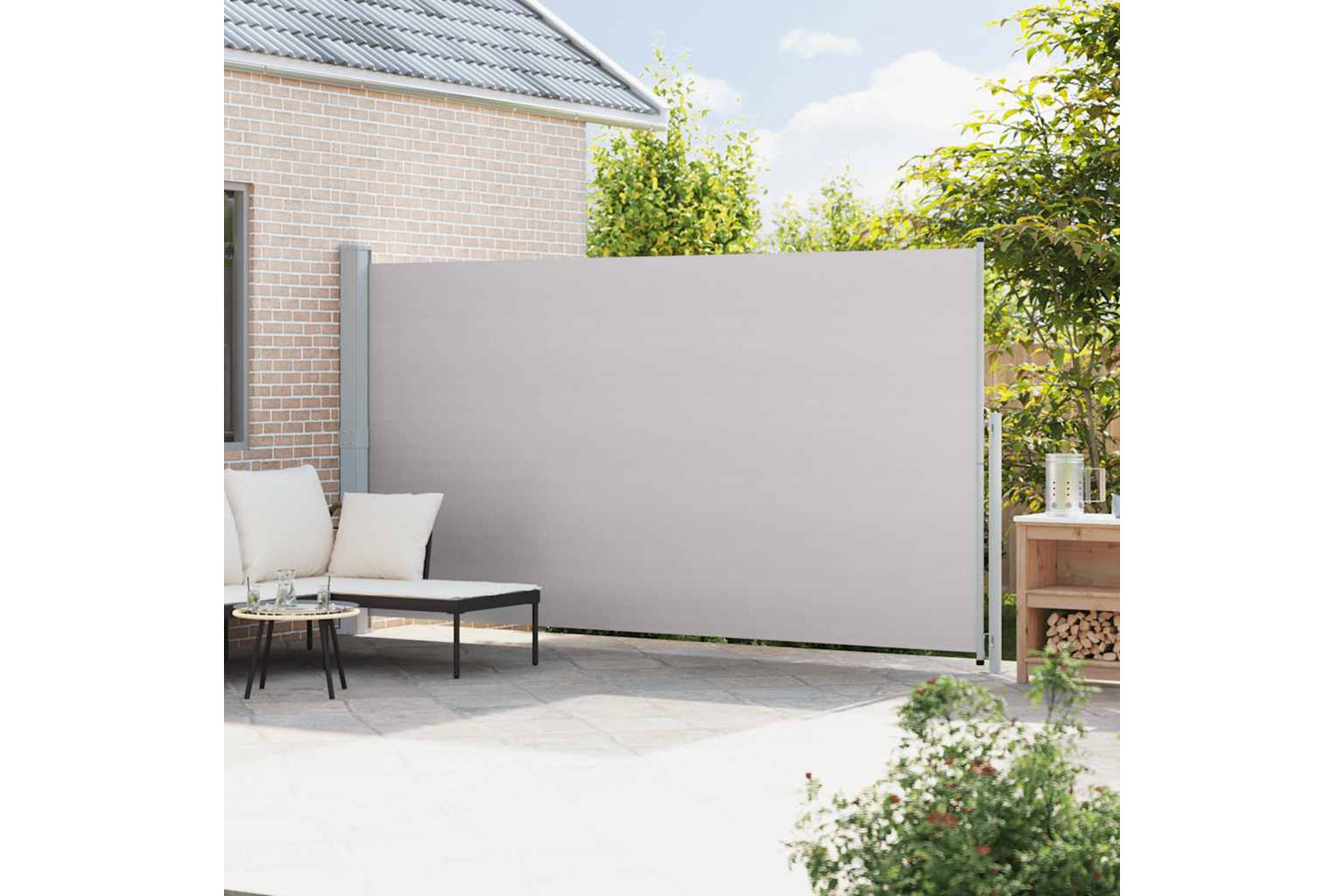 vidaXL 313419 Patio Retractable Side Awning 200x500cm Grey-2