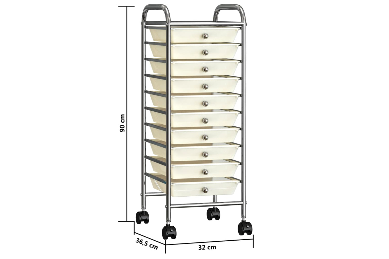 Vidaxl 320403 10-drawer Mobile Storage Trolley White Plastic-8