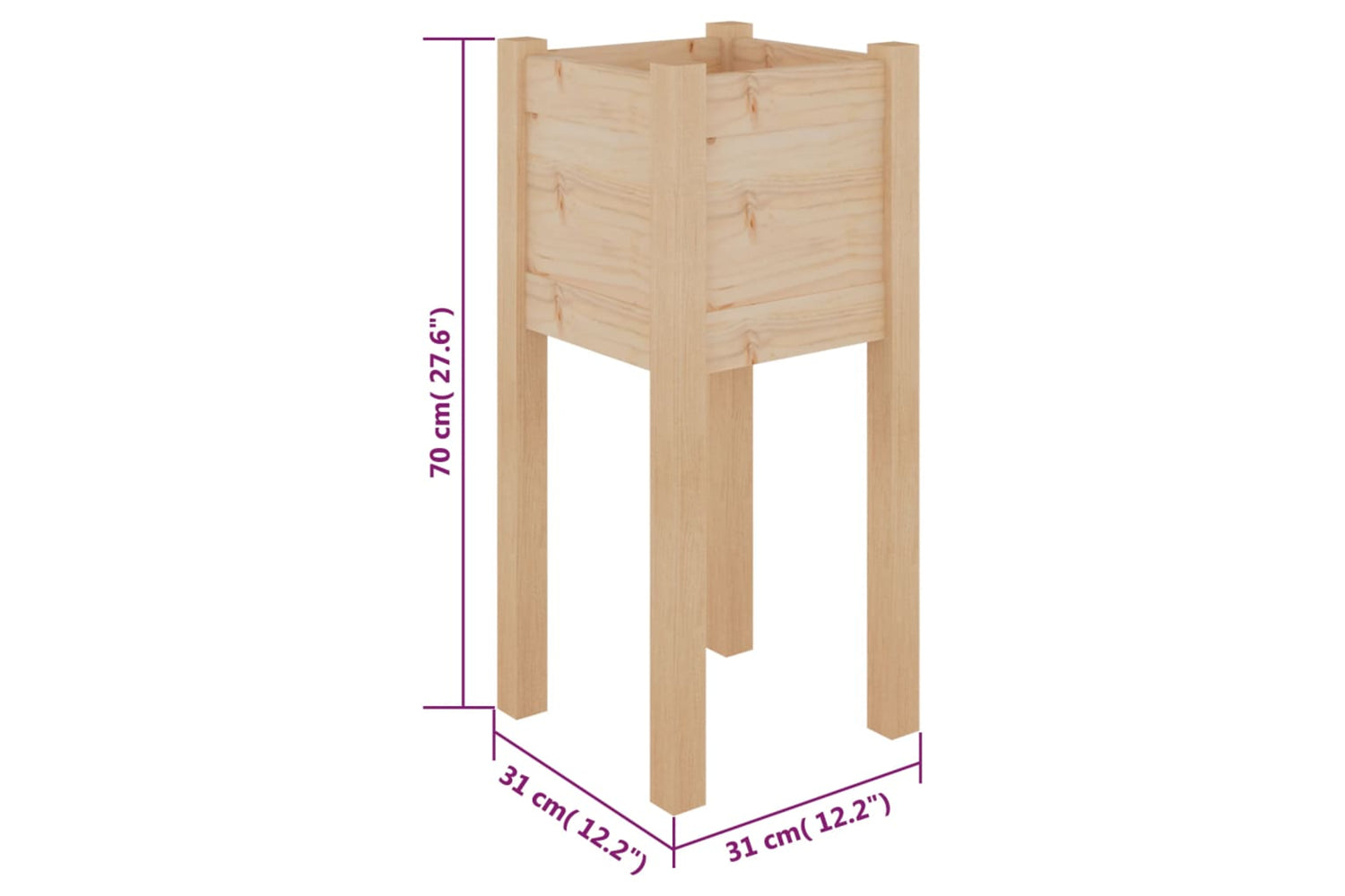 vidaXL 810779 Garden Planter 31x31x70cm Solid Pinewood-6