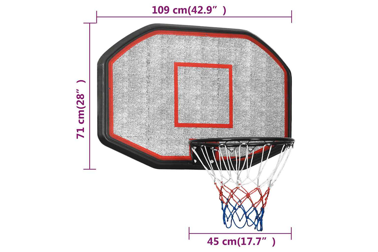 Vidaxl Basketball Backboard Black 109x71x3 Cm Polyethene-7