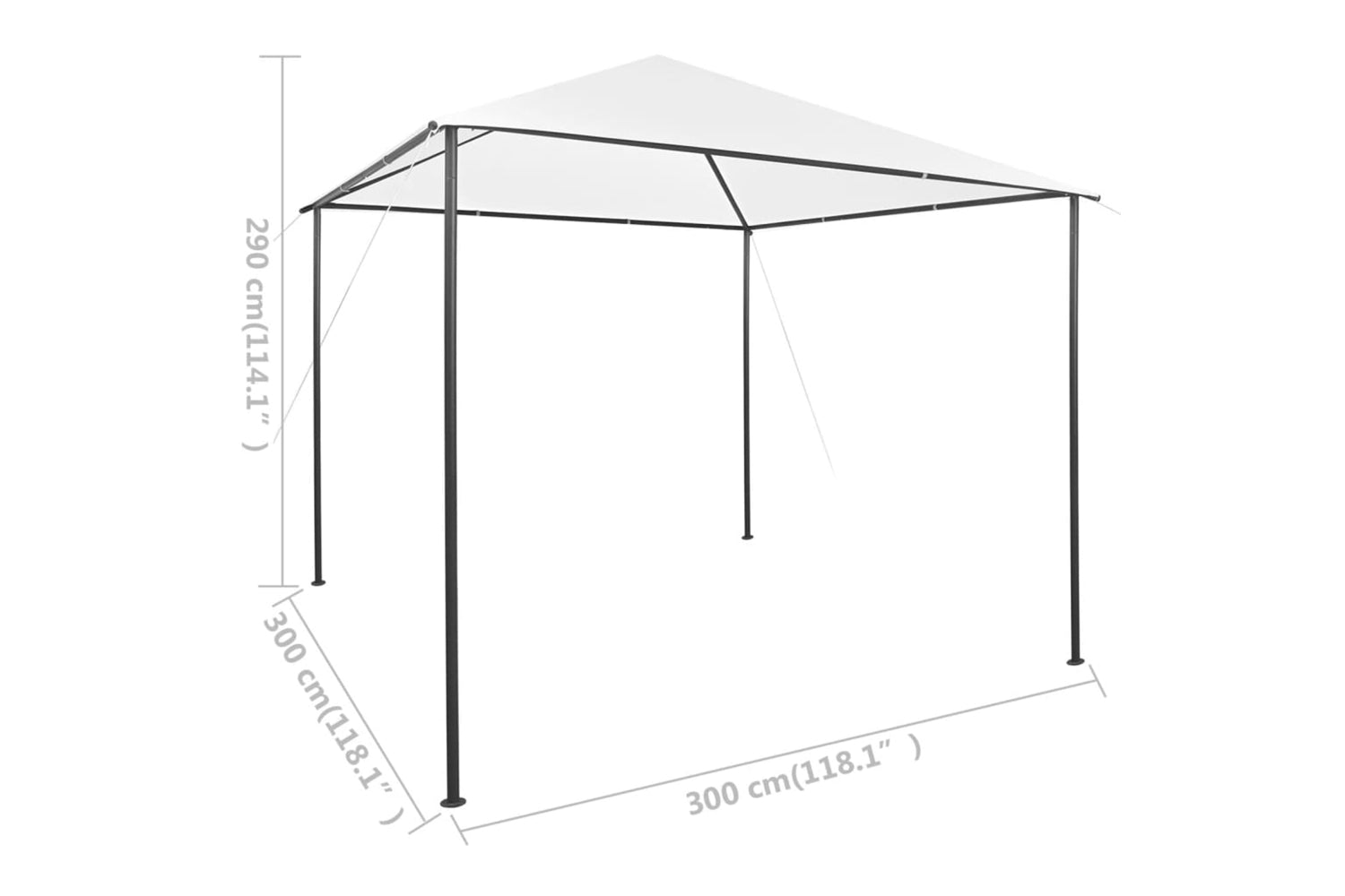 Vidaxl 312241 Gazebo 3x3x2.9 M White 180 G/mâ²-8