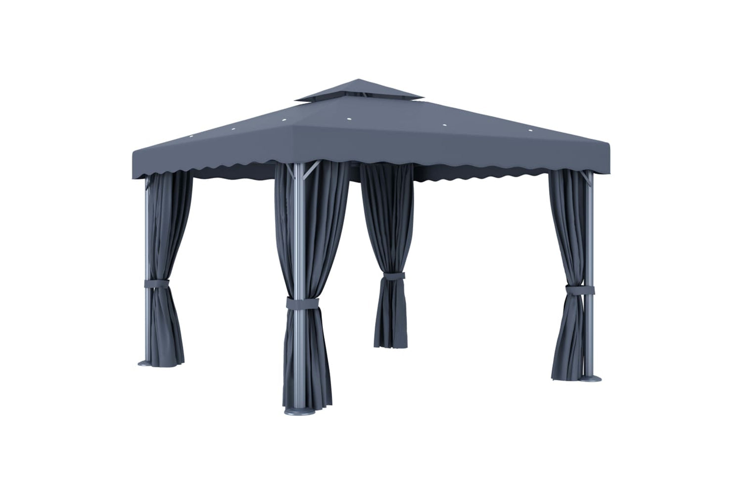 Vidaxl 3070347 Gazebo With Curtain&led String Lights 3x3 M Anthracite-4