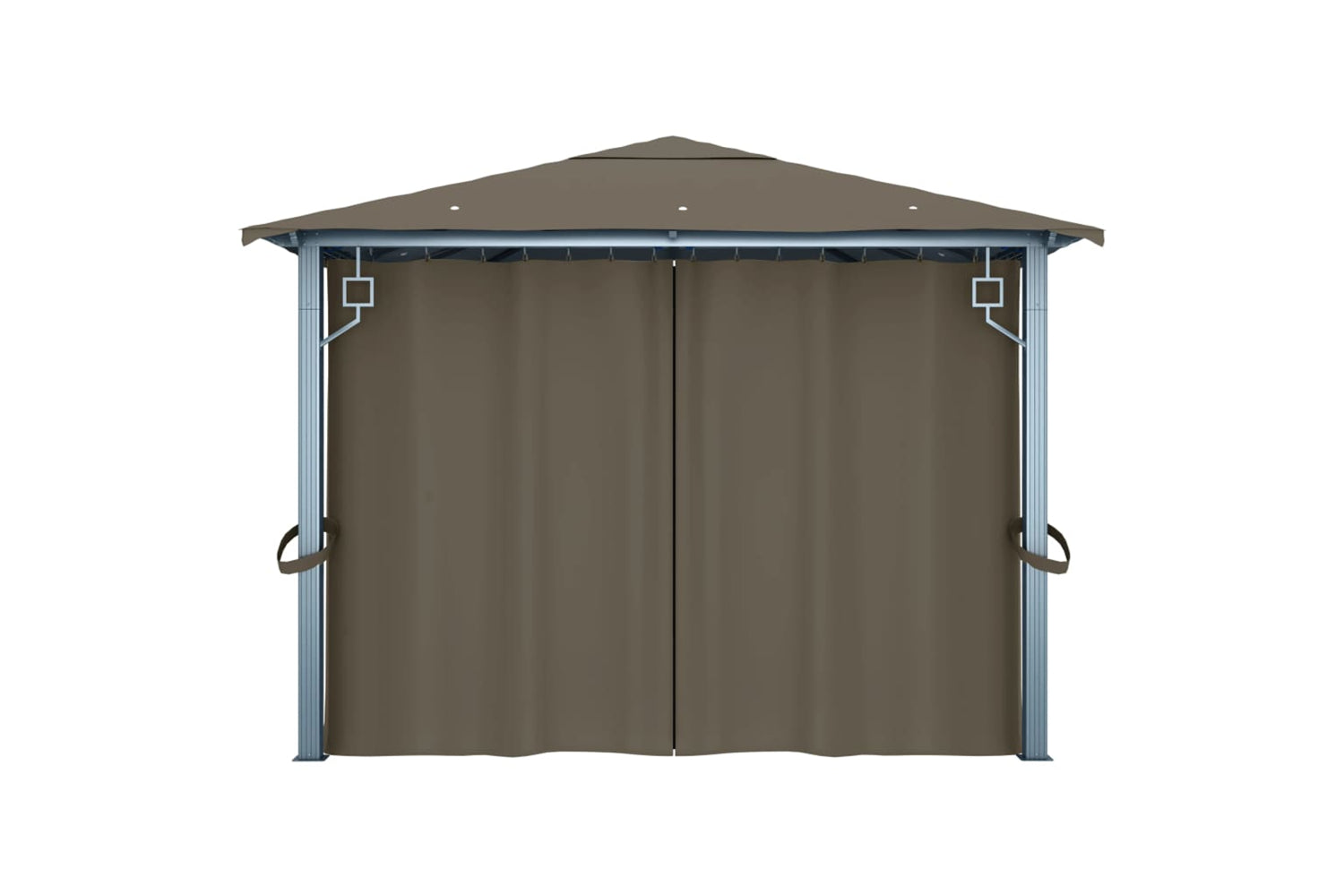 Vidaxl 3070337 Gazebo With Curtain&led String Lights 4x3 M Taupe Aluminium-7