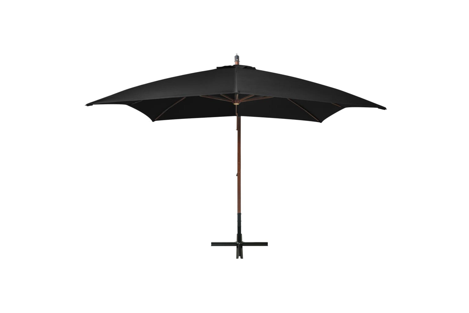 Vidaxl 313778 Hanging Parasol With Pole Black 3x3 M Solid Fir Wood-2