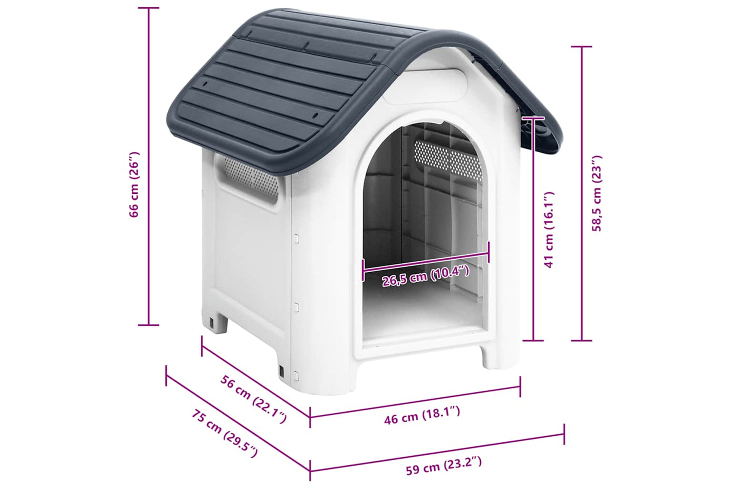 vidaXL 152226 Dog House Grey 59x75x66cm Polypropylene-8
