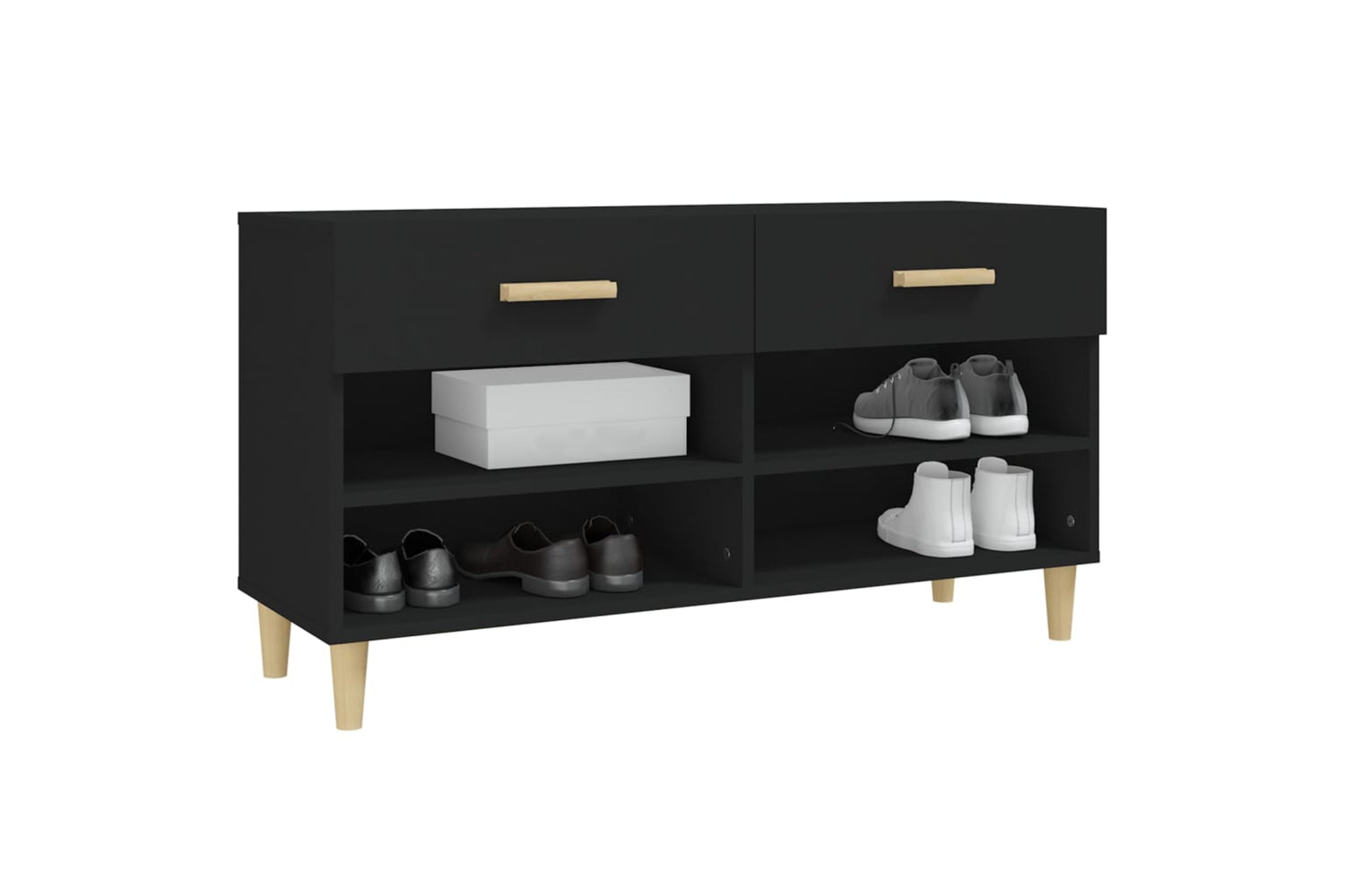 vidaXL 812817 Shoe Cabinet Black 102x35x55cm Engineered Wood-3