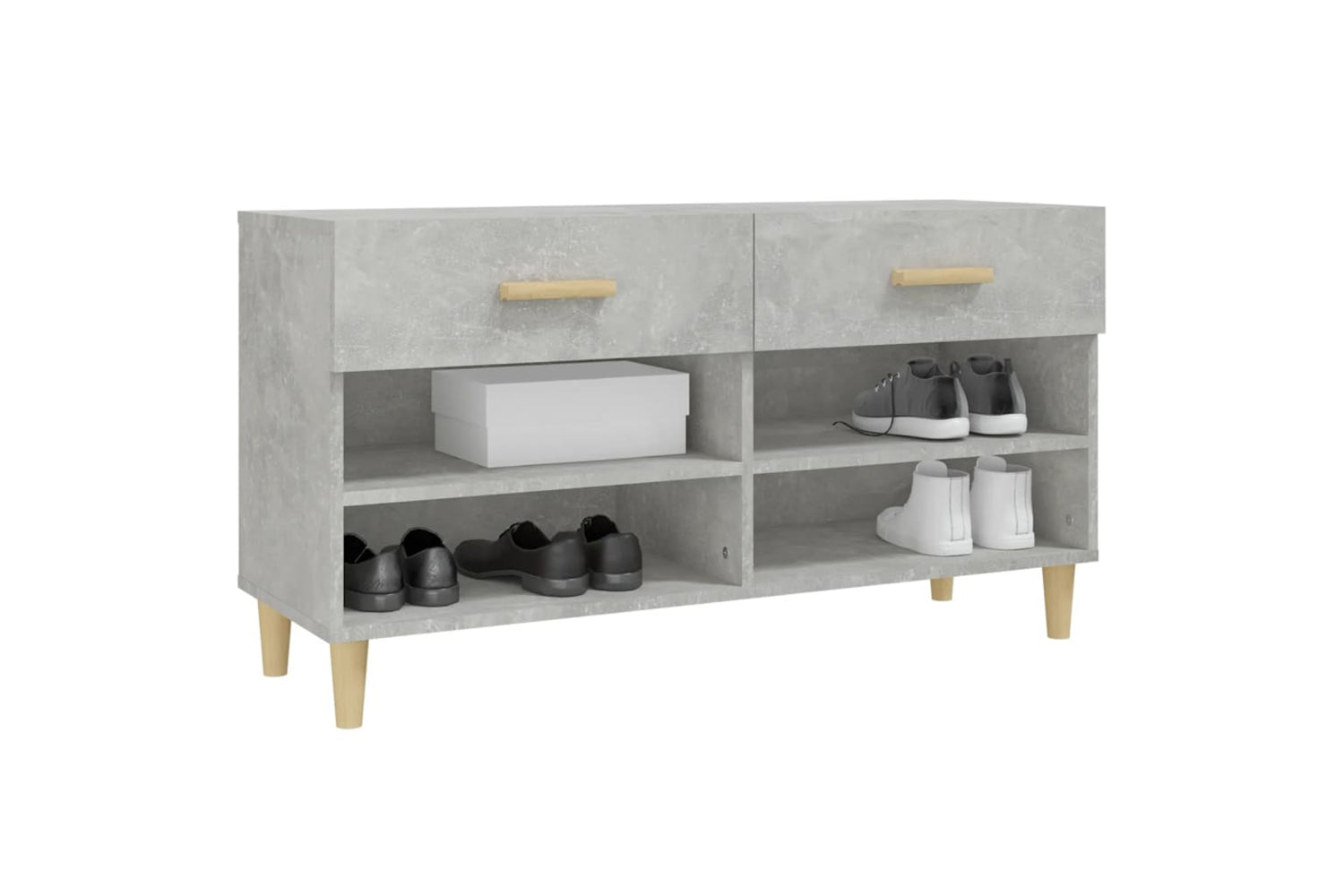 vidaXL 812820 Shoe Cabinet Concrete Grey 102x35x55cm Engineered Wood-3