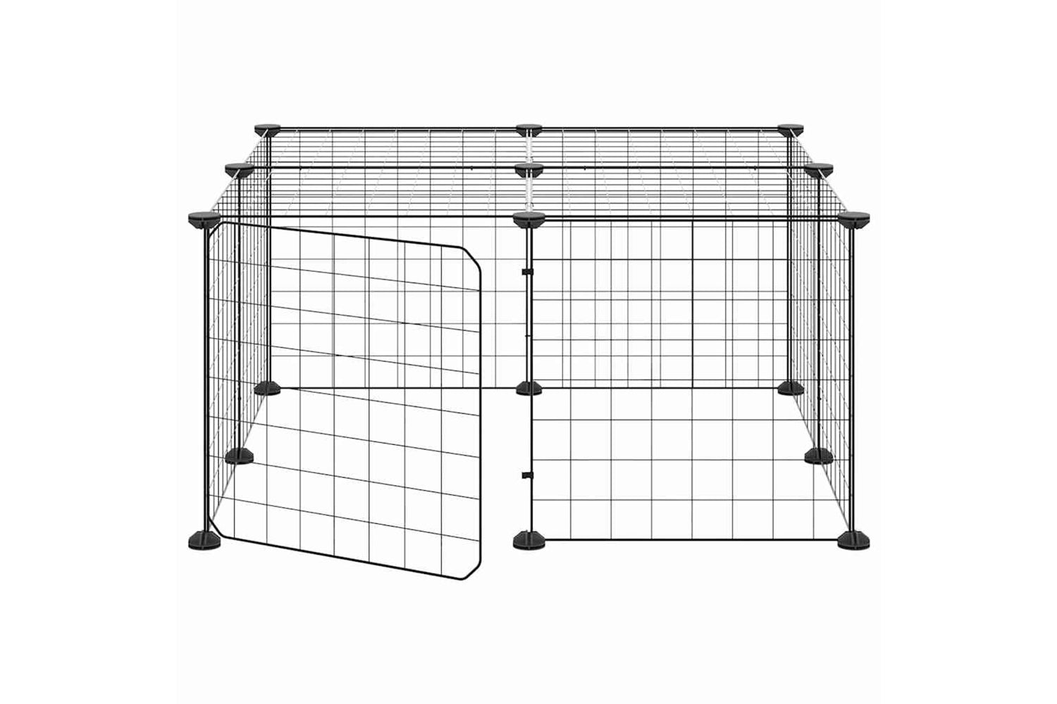 vidaXL 3114051 12-panel Pet Cage With Door Black 35x35cm Steel-3
