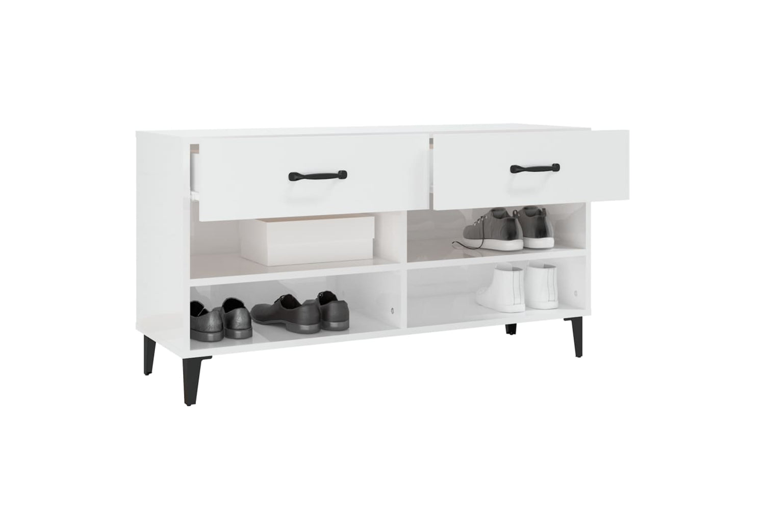 vidaXL 812831 Shoe Cabinet High Gloss White 102x35x55cm Engineered Wood-4