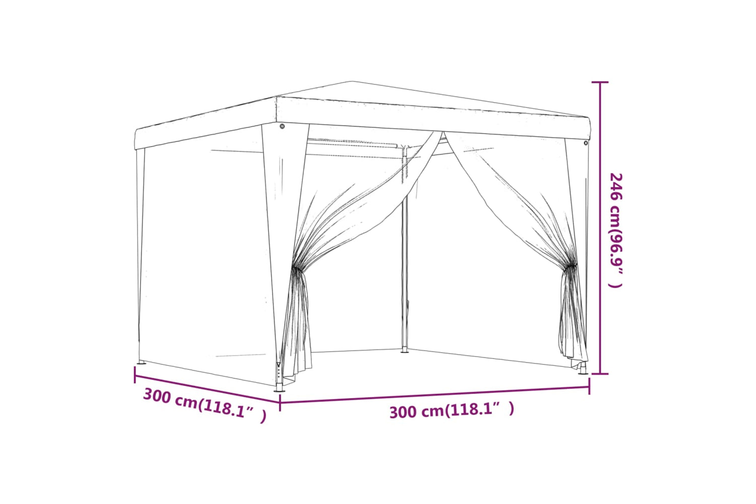 Vidaxl 319230 Party Tent With 4 Mesh Sidewalls Red 3x3 M Hdpe-6