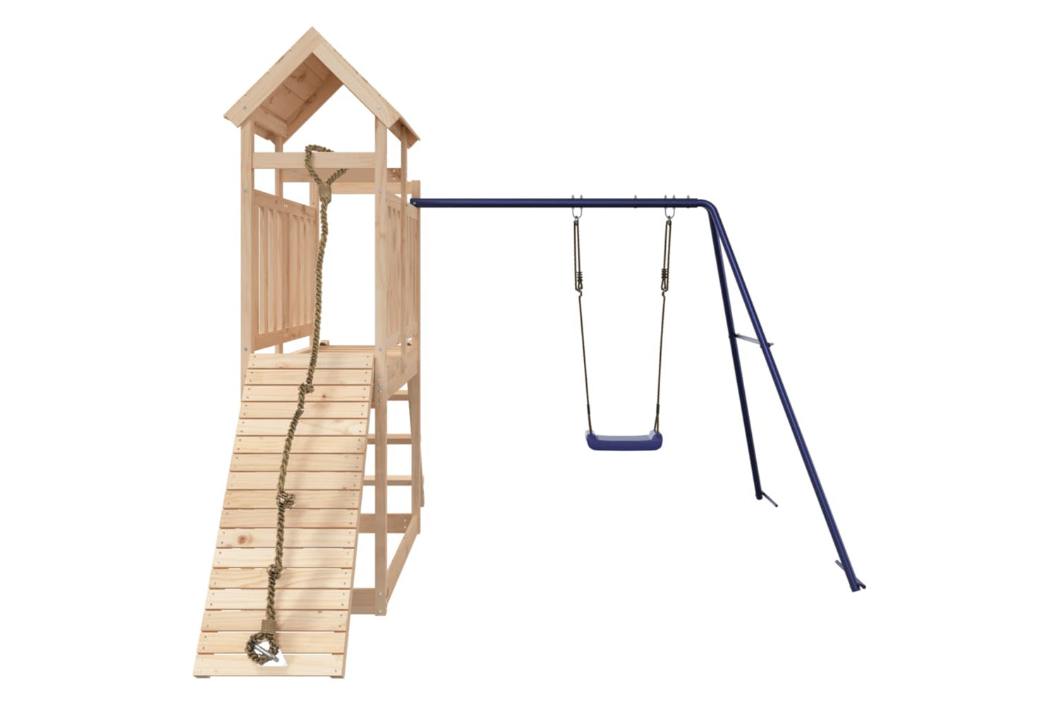 Vidaxl 3155870 Playhouse With Swing Climbing Wall Solid Wood Pine-4