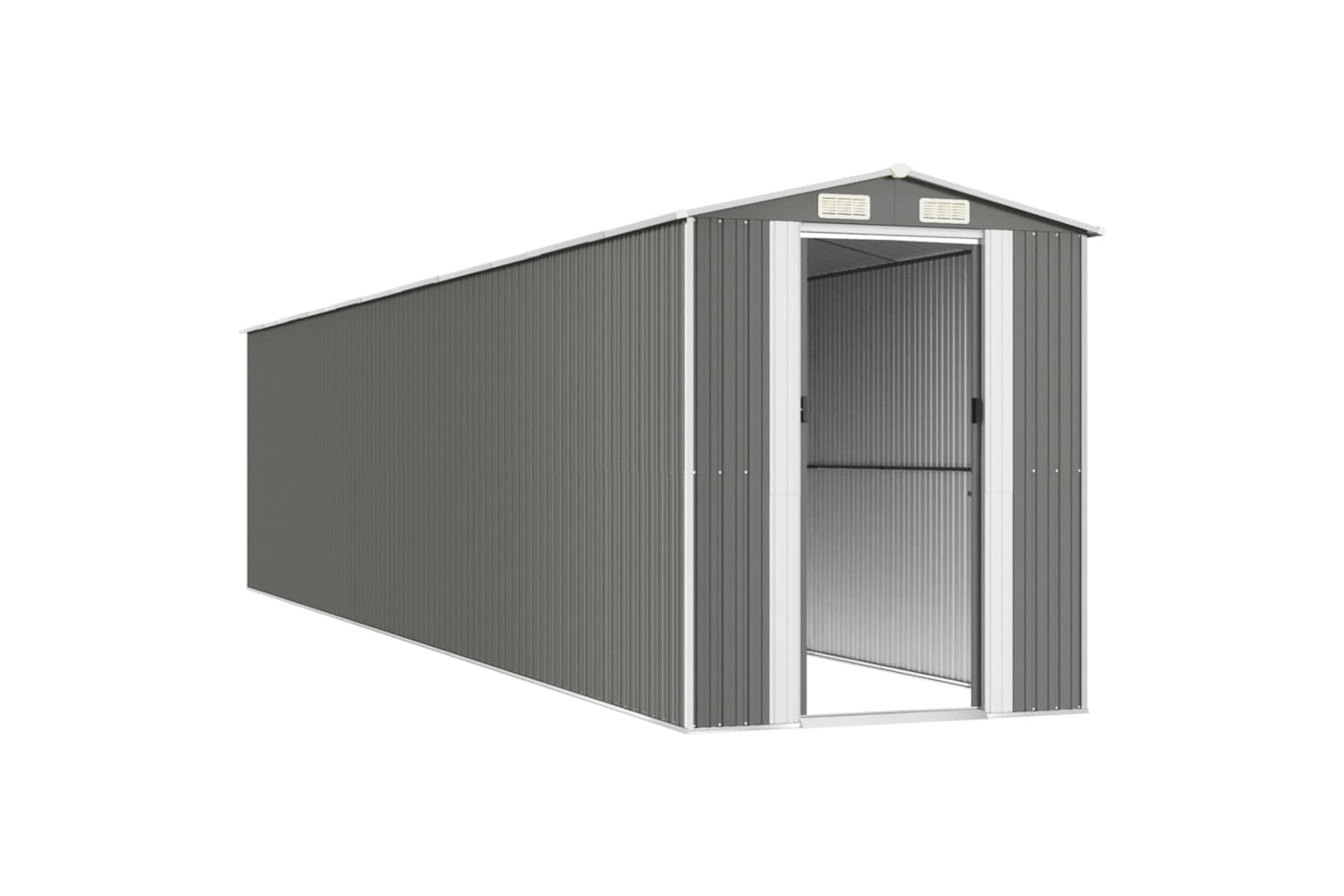 vidaXL 3147447 Garden Shed Light Grey 192x938x223cm Galvanised Steel-3