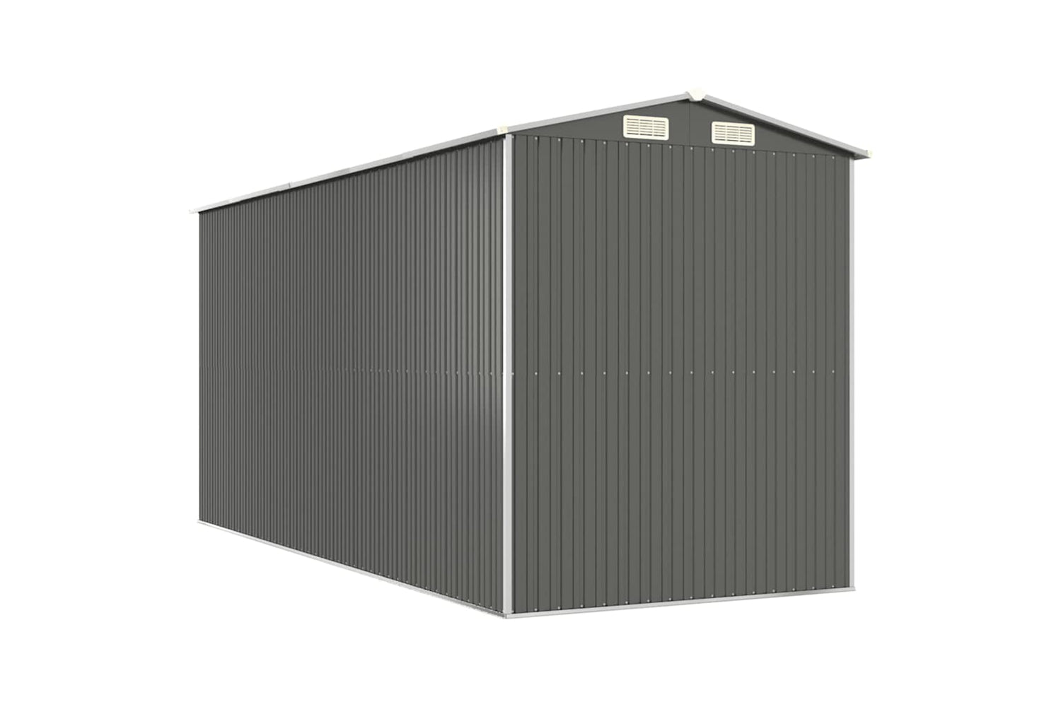 vidaXL 3147441 Garden Shed Light Grey 192x440x223cm Galvanised Steel-5