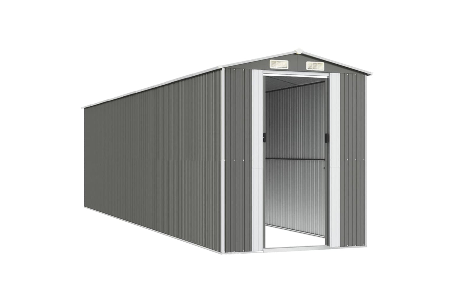 vidaXL 3147445 Garden Shed Light Grey 192x772x223cm Galvanised Steel-3