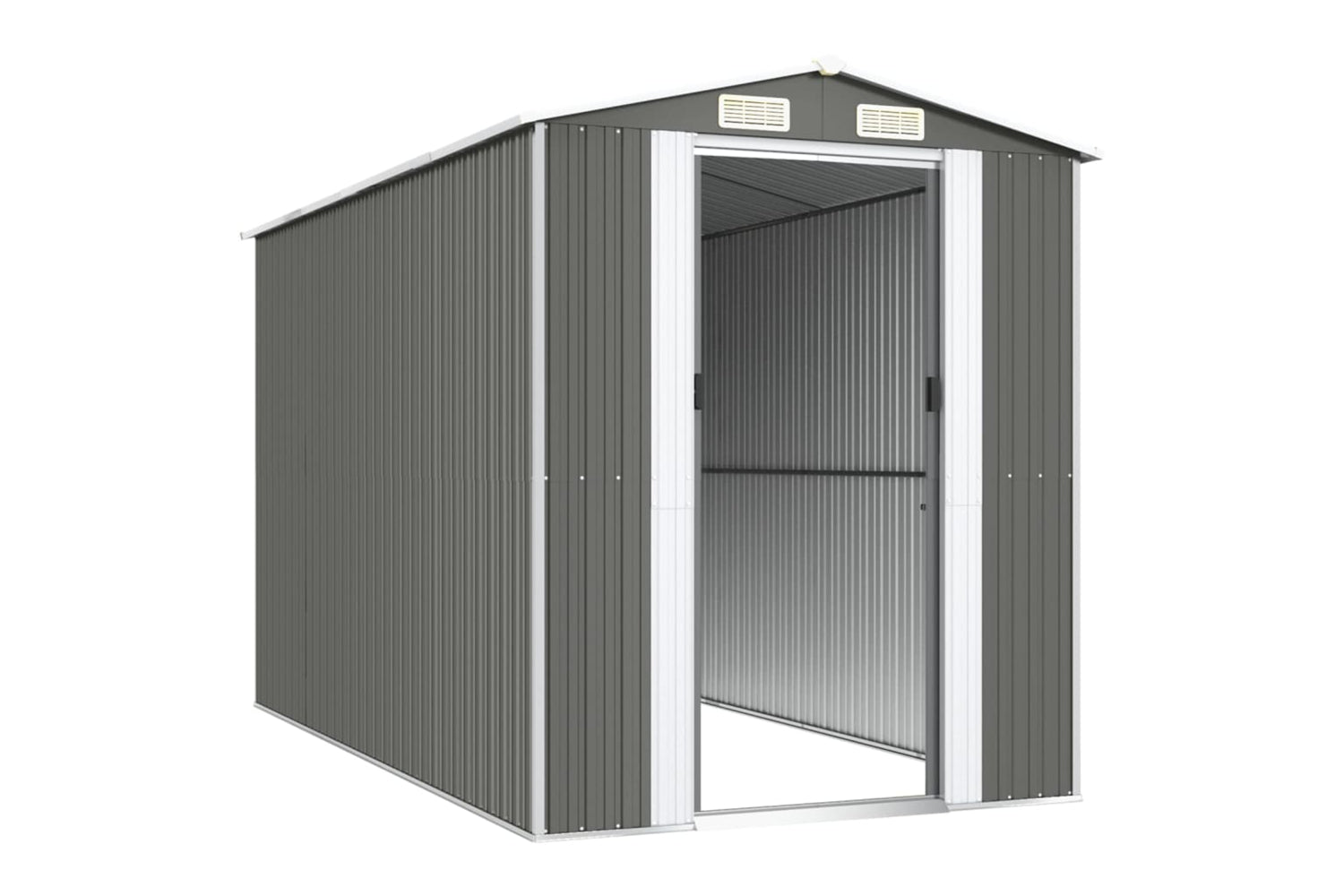 vidaXL 3147440 Garden Shed Light Grey 192x357x223cm Galvanised Steel-3