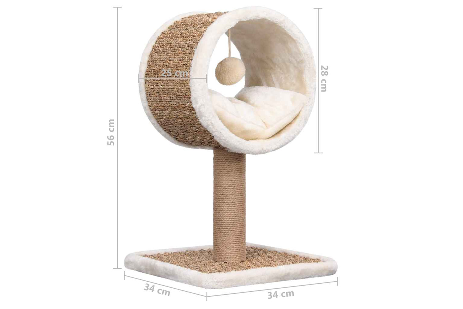Vidaxl Cat Tree With Top Tunnel And Toy 56 Cm Seagrass-7