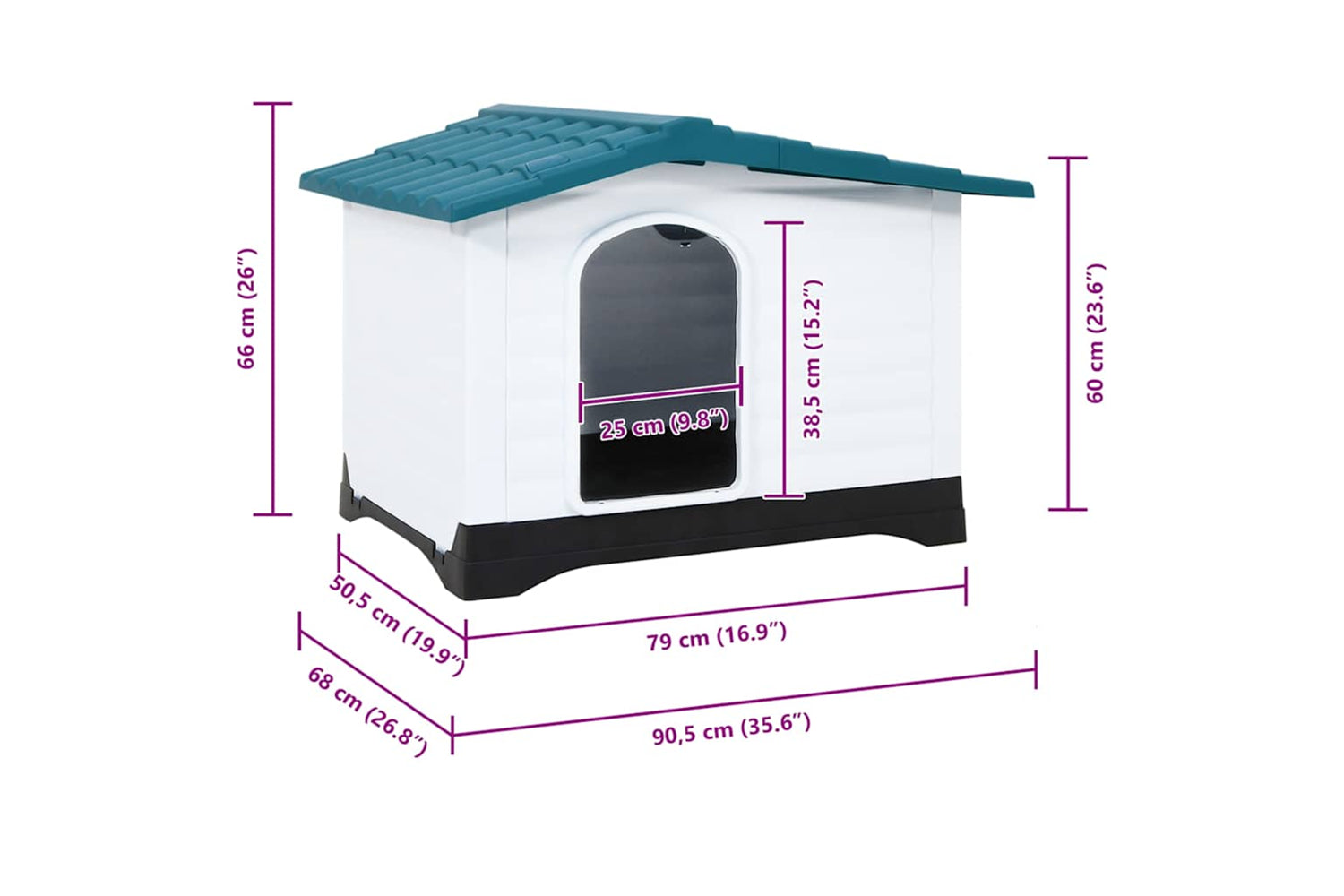 vidaXL 152229 Dog House Blue 90.5x68x66cm Polypropylene-8