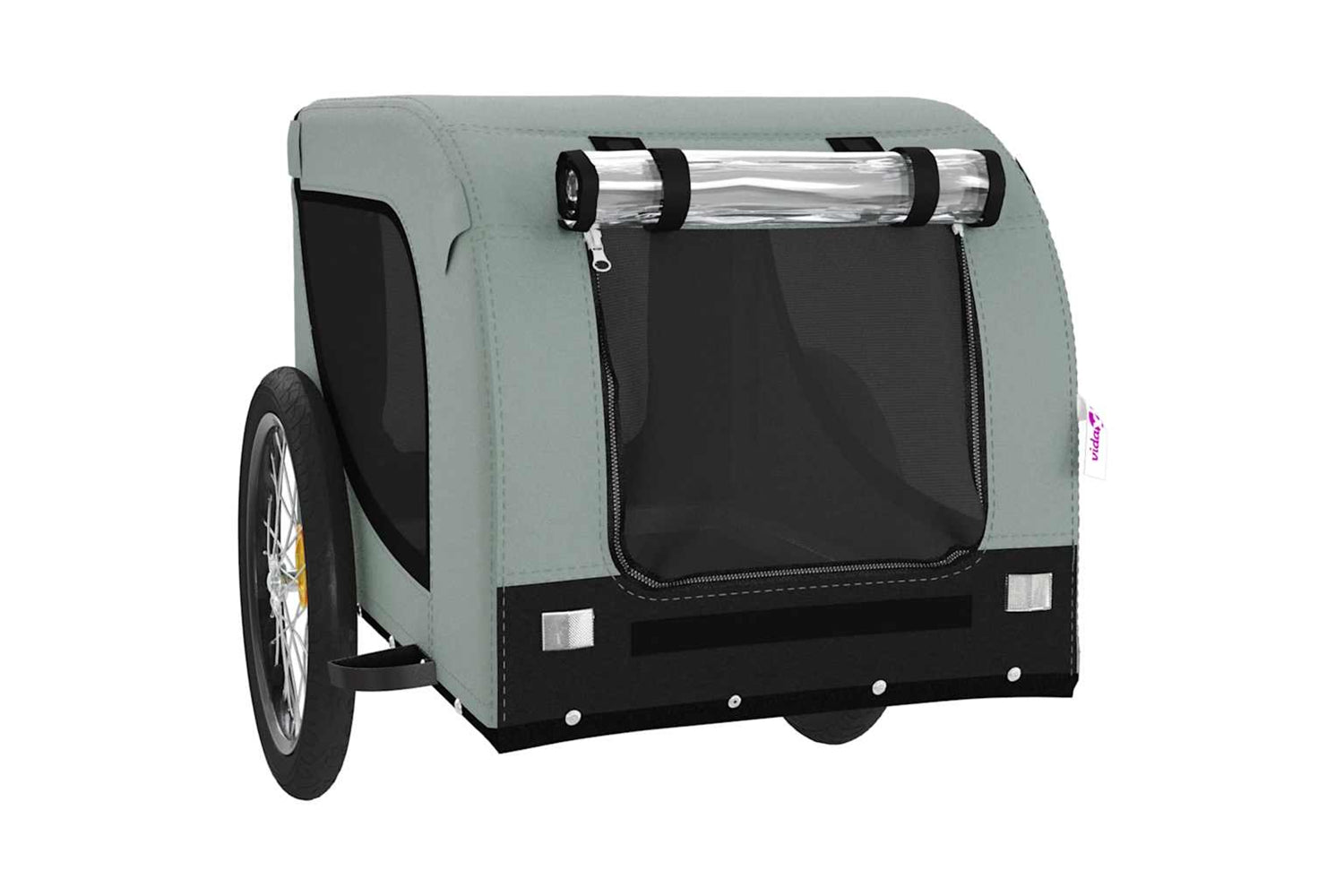 Vidaxl 94007 Pet Bike Trailer Grey And Black Oxford Fabric And Iron-3