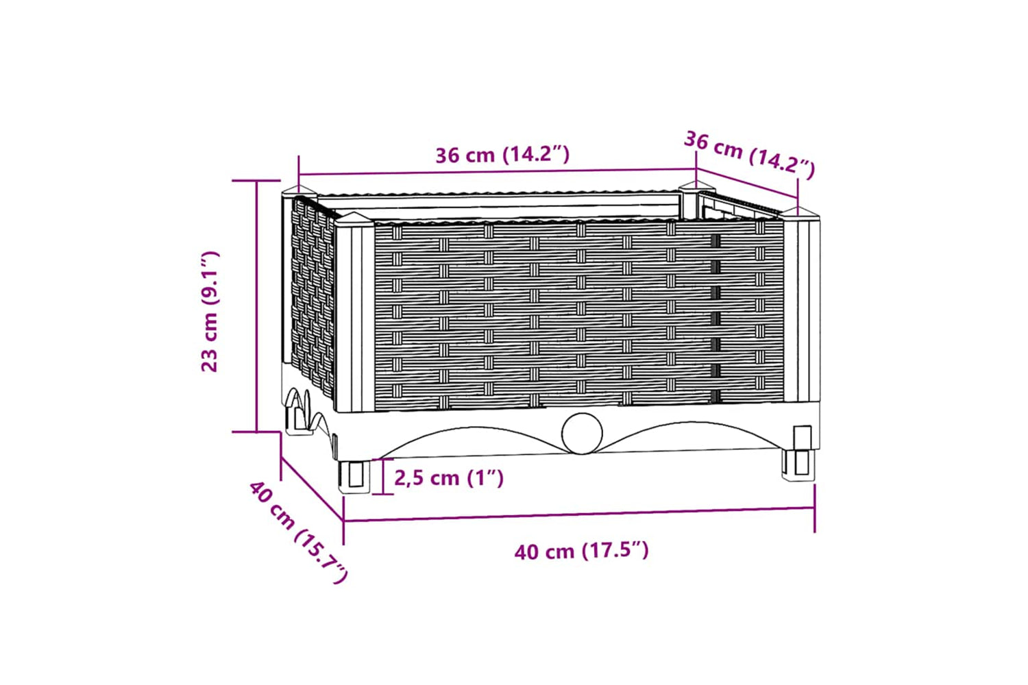vidaXL Raised Bed 40x40x23cm Polypropylene-7