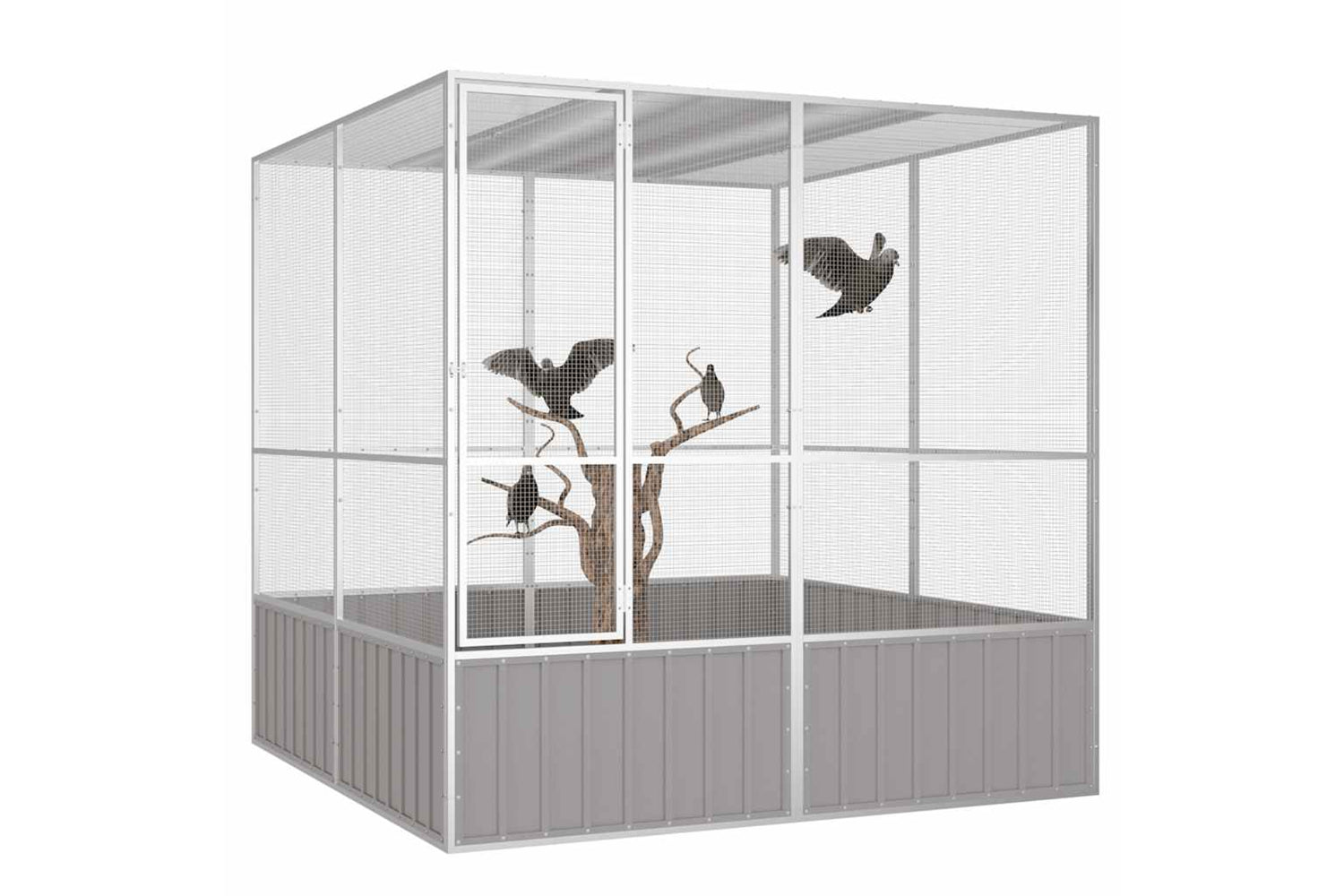 Vidaxl Bird Cage Grey 213.5x217.5x211.5 Cm Galvanised Steel-2