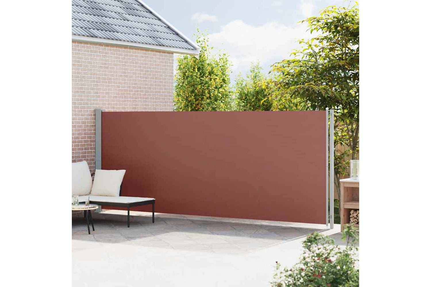 vidaXL 317969 Patio Retractable Side Awning 180x600cm Brown-2