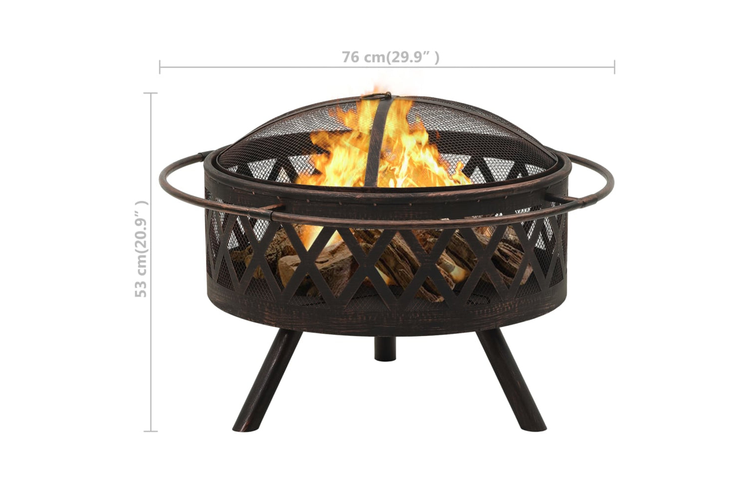 vidaXL 311885 Rustic Fire Pit With Poker 76cm Xxl Steel-8