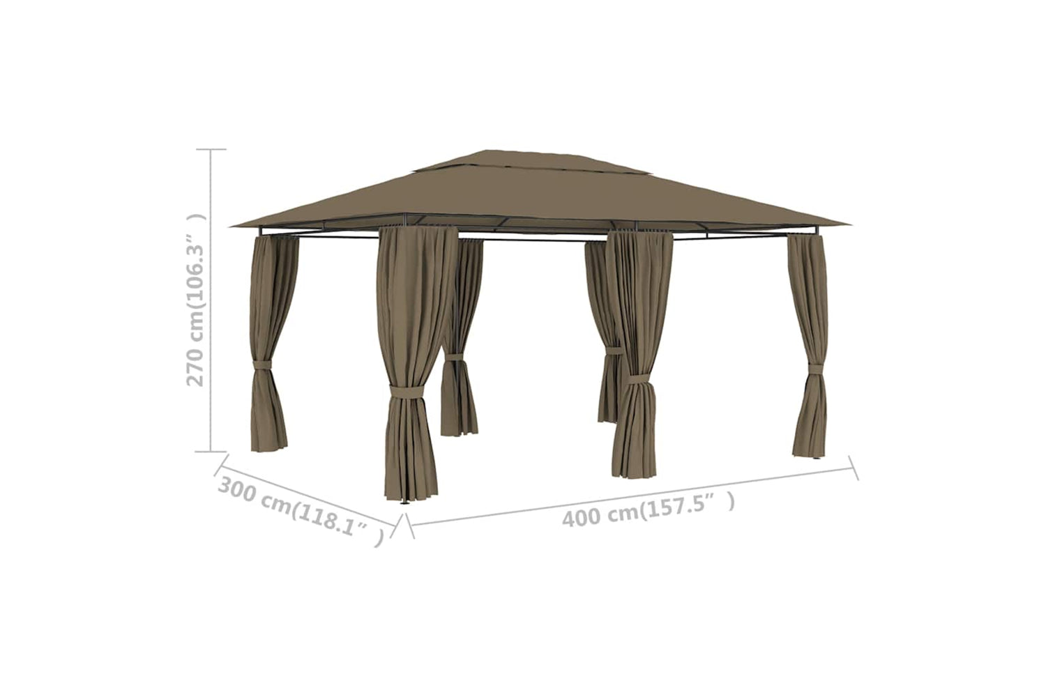 Vidaxl 312232 Garden Marquee With Curtains 4x3 M Taupe 180 G/mâ²-9