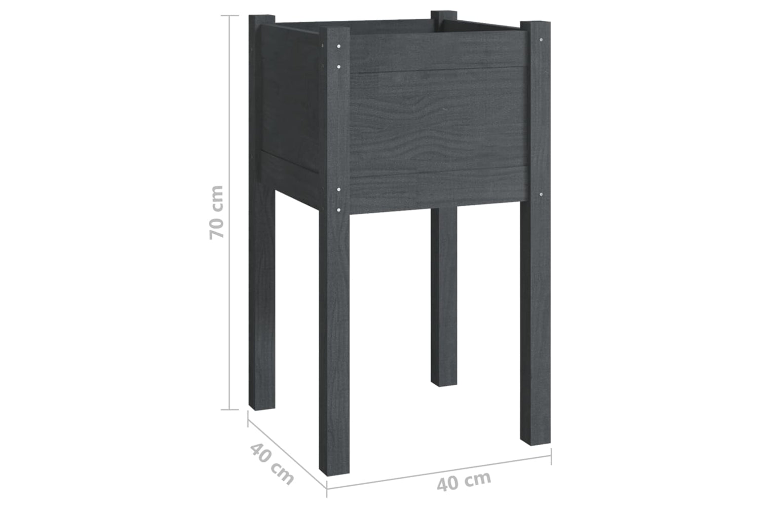 vidaXL 810794 Garden Planters 2 Pcs Grey 40x40x70cm Solid Pinewood-7