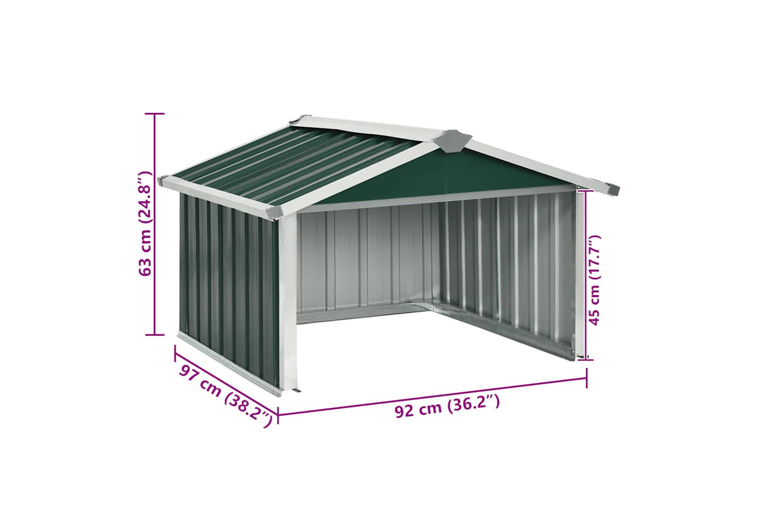 vidaXL 150907 Garden Robot Lawnmower Shed 92x97x63cm Galvanised Steel Green-8