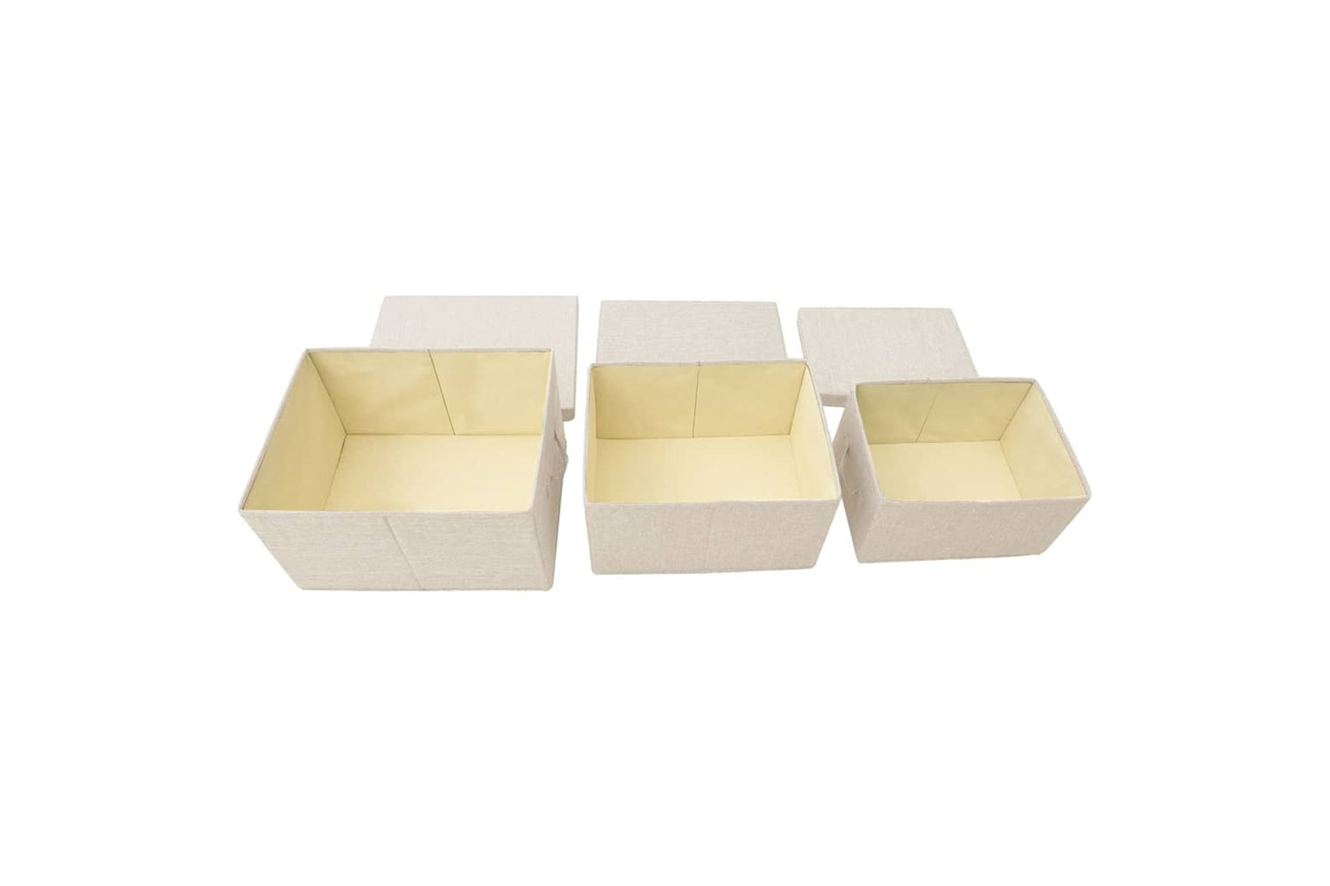 Vidaxl 332920 Stackable Storage Box Set Of 3 Piece Fabric Cream-7
