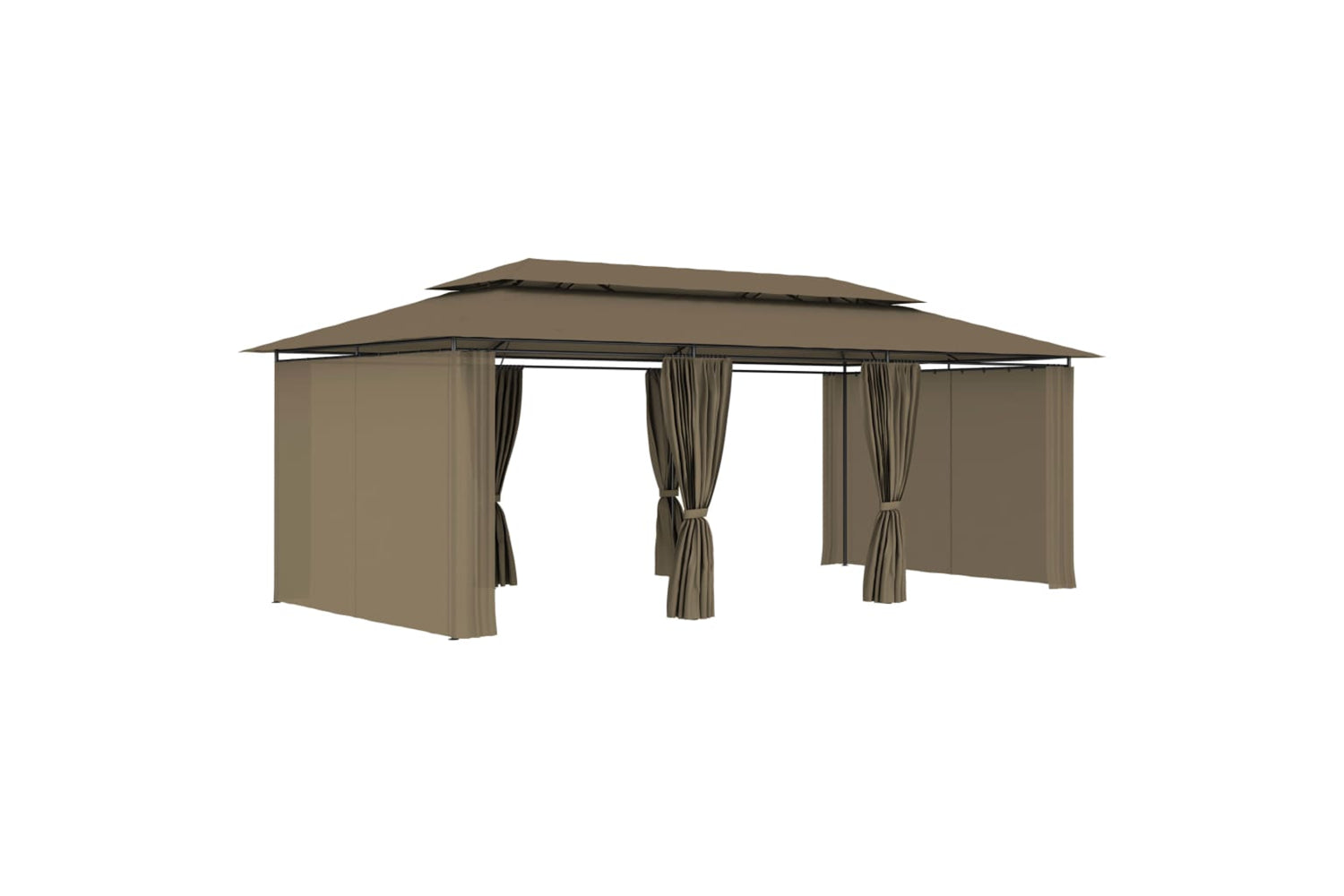 vidaXL 312247 Gazebo With Curtains 600x298x270cm Taupe 180 G/mÂ²-3