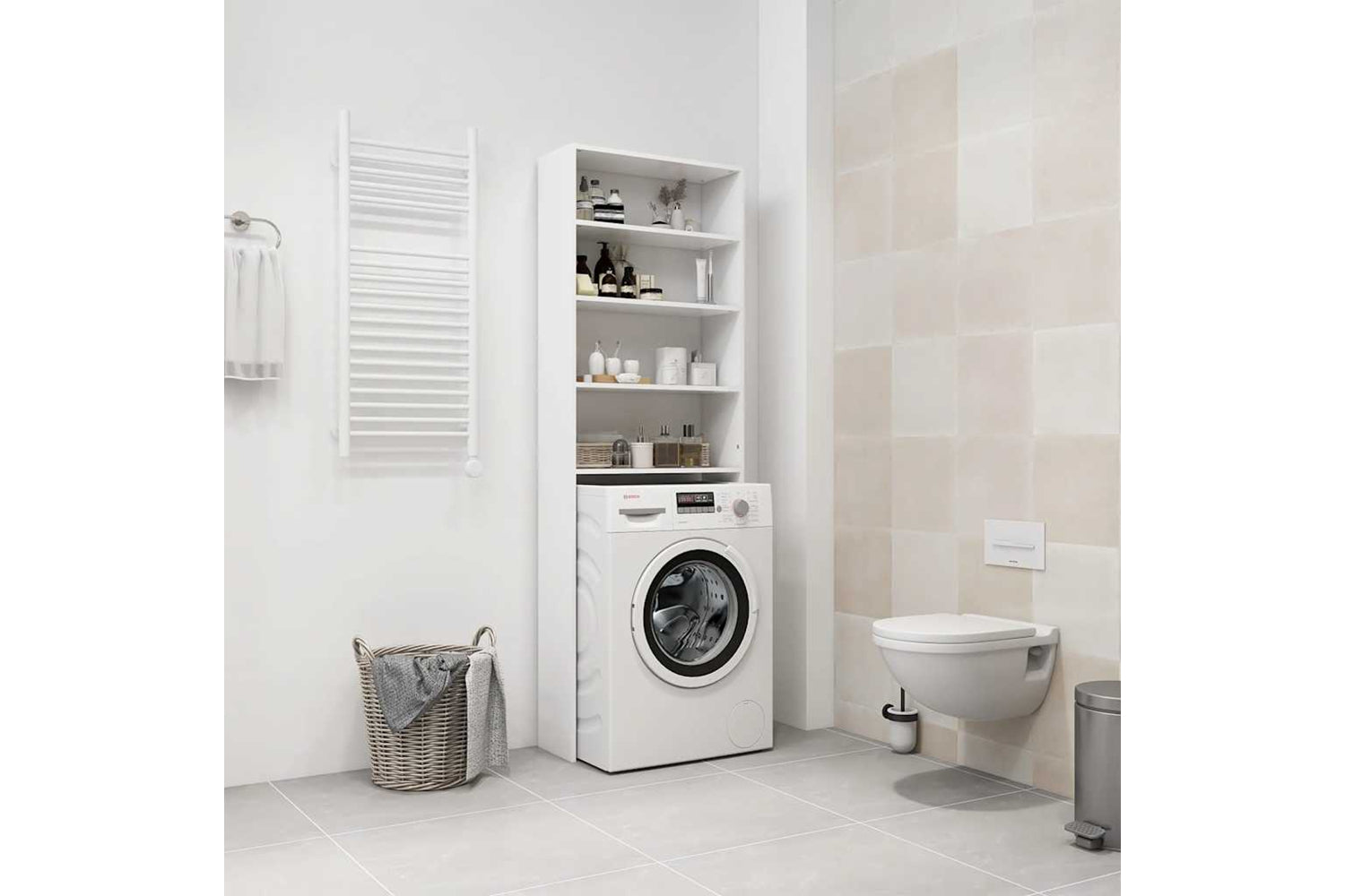 vidaXL 808404 Washing Machine Cabinet White 64x24x190cm-6