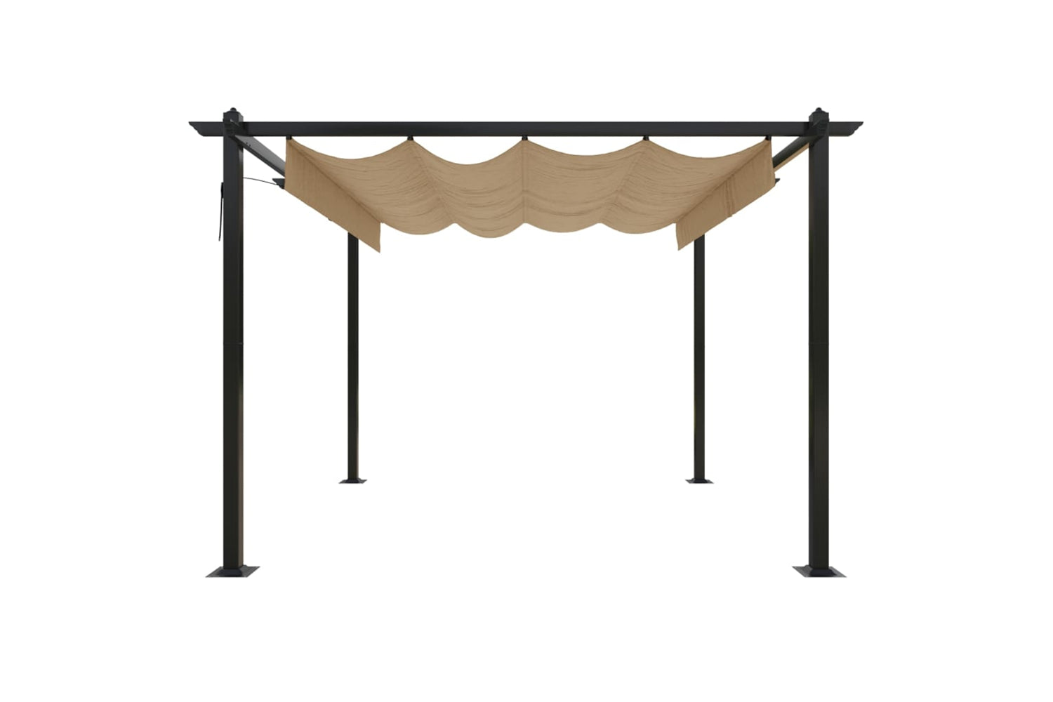 Vidaxl 318536 Garden Gazebo With Retractable Roof 3x3 M Taupe-2