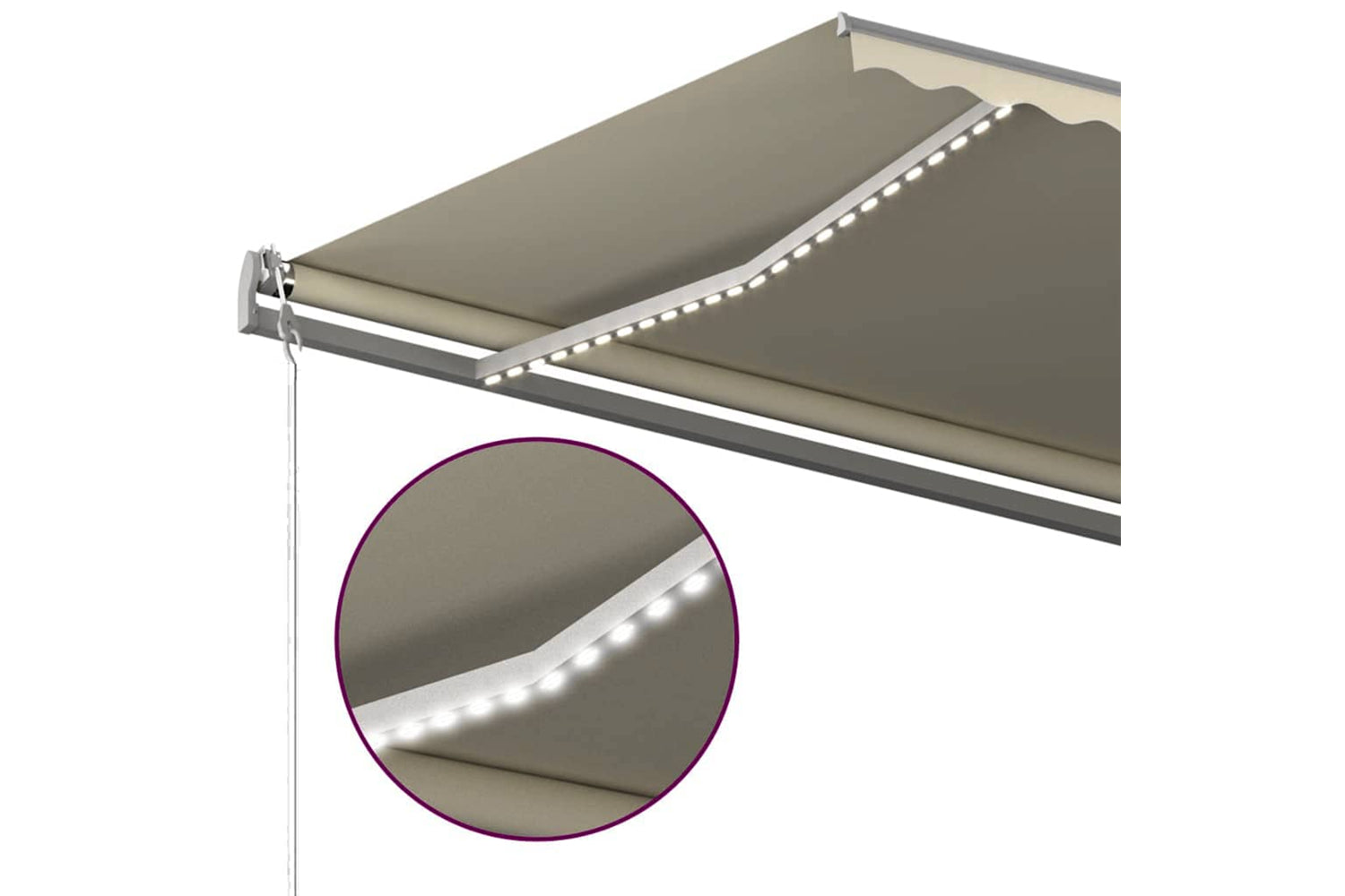 Vidaxl Manual Retractable Awning With Led 600x300 Cm Cream-7
